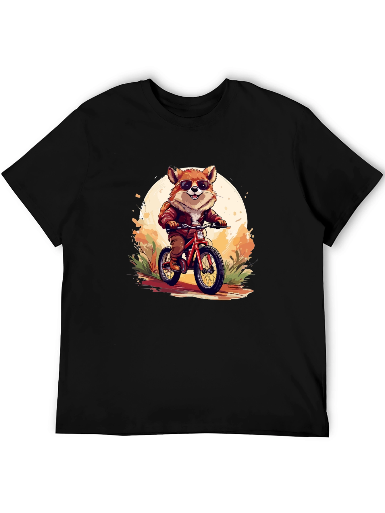 Cool Fox Riding Bicycle Graphic Tee
