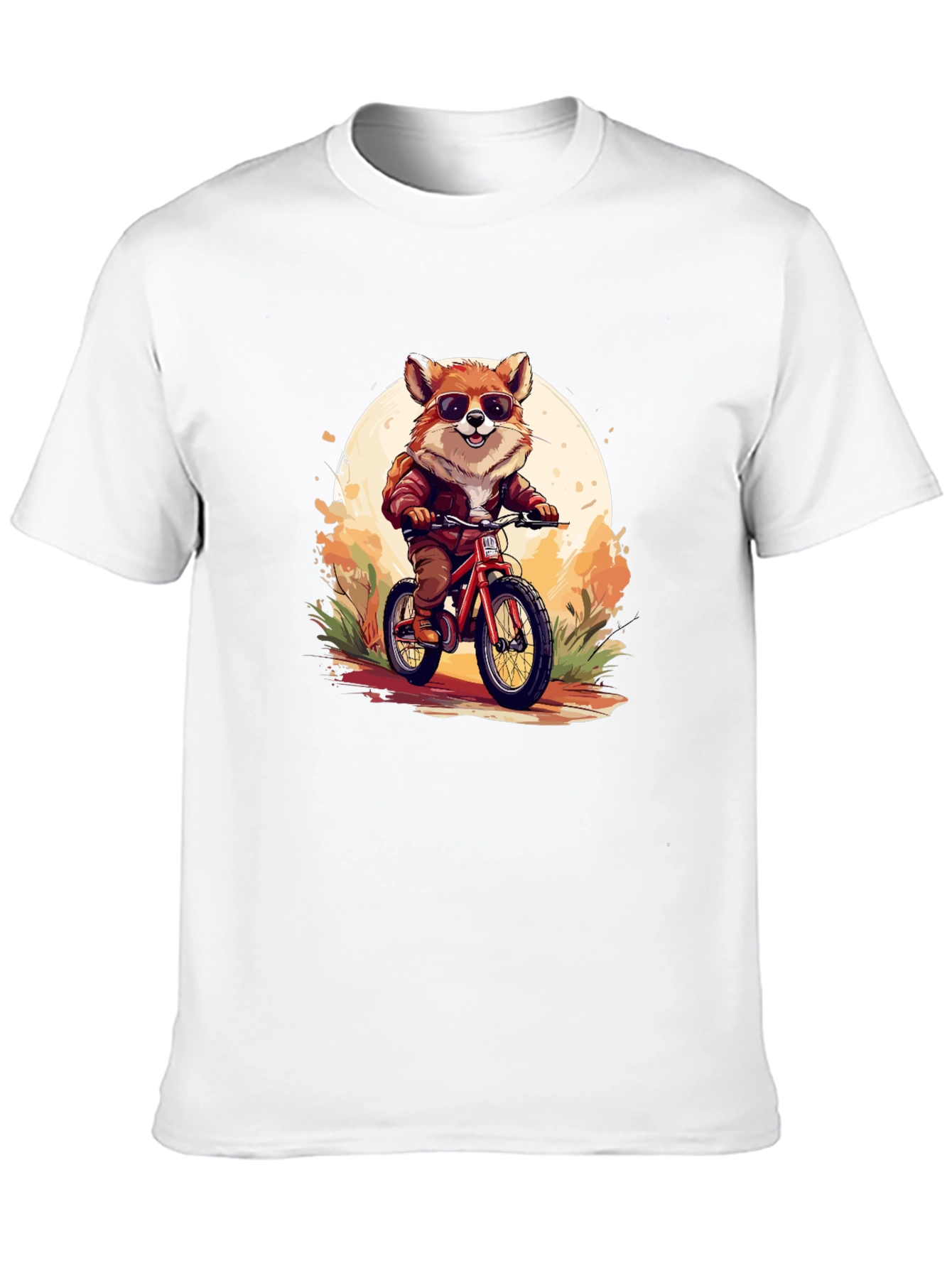 Cool Fox Riding Bicycle Graphic Tee