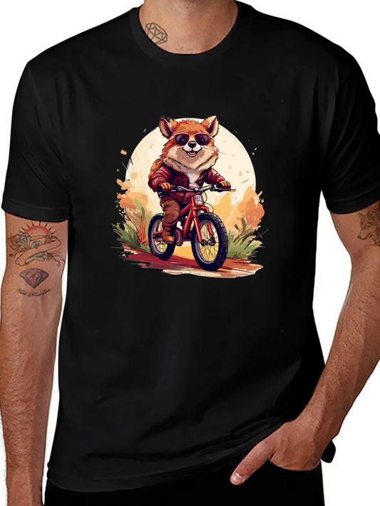 Cool Fox Riding Bicycle Graphic Tee