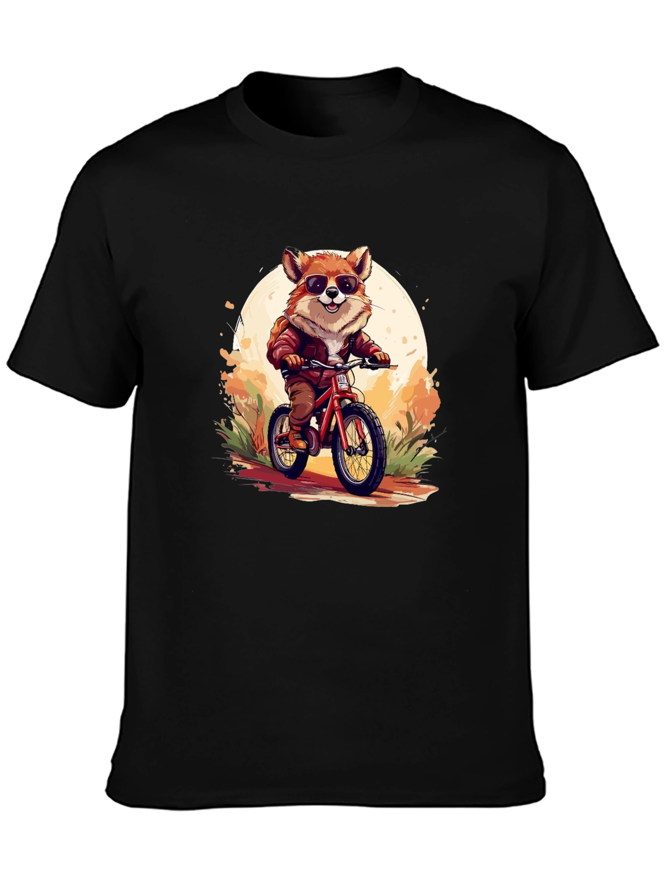 Cool Fox Riding Bicycle Graphic Tee