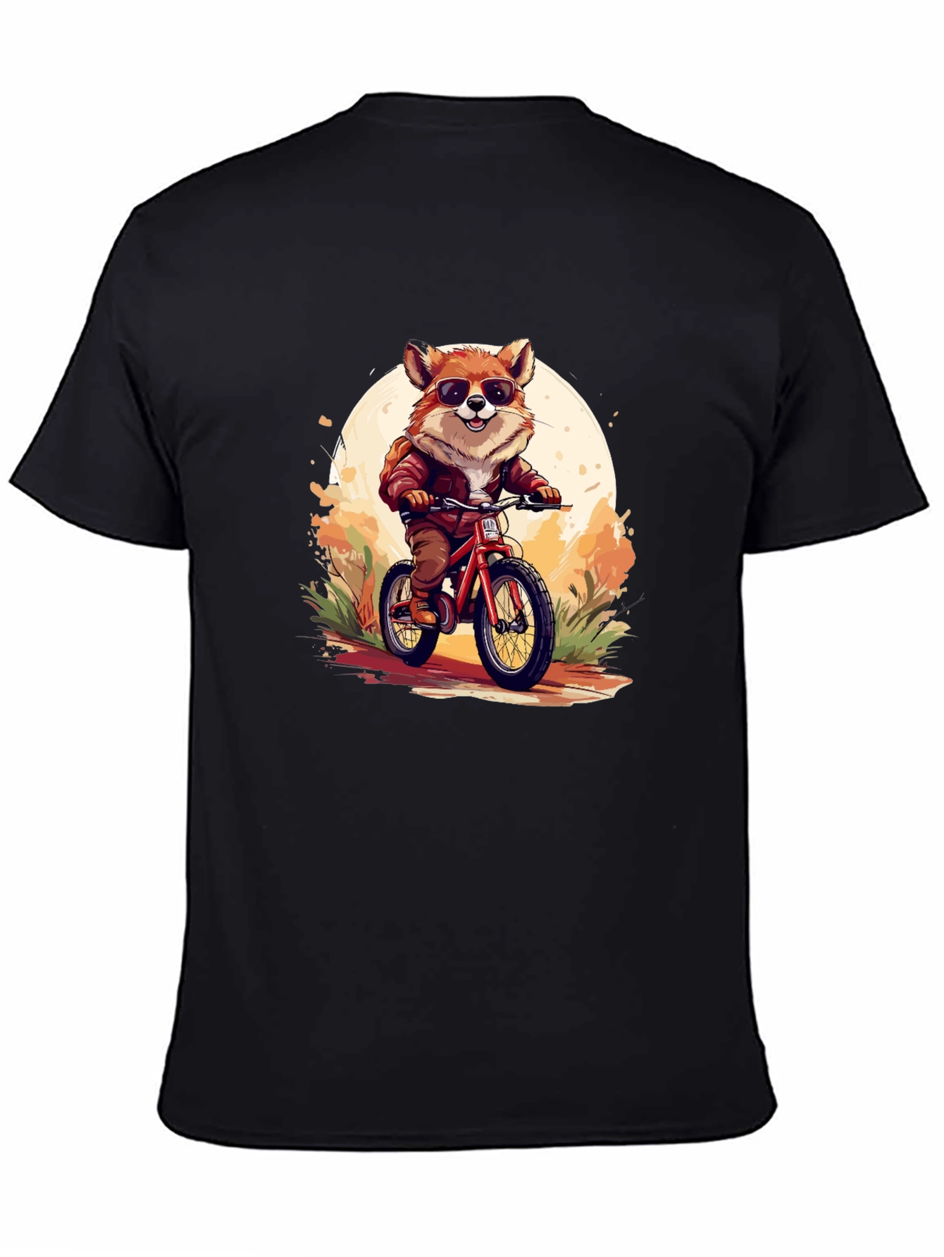 Cool Fox Riding Bicycle Graphic Tee