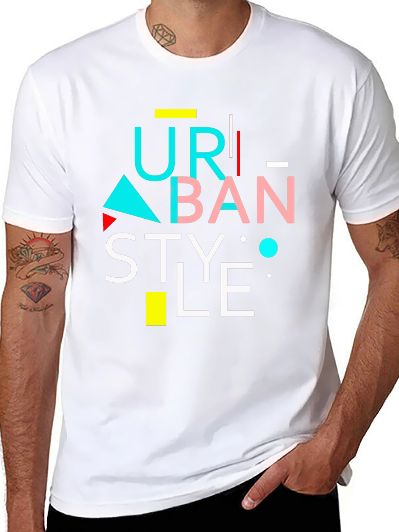 Urban Style Graphic Tee - Modern Design Black T-Shirt