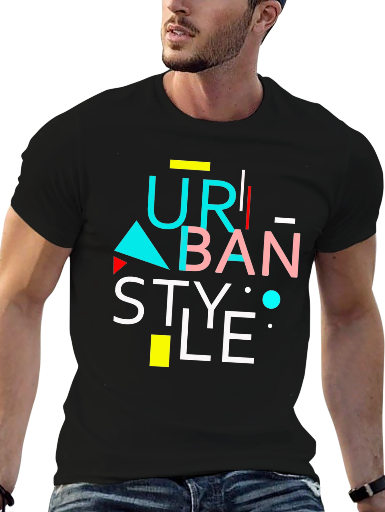 Urban Style Graphic Tee - Modern Design Black T-Shirt