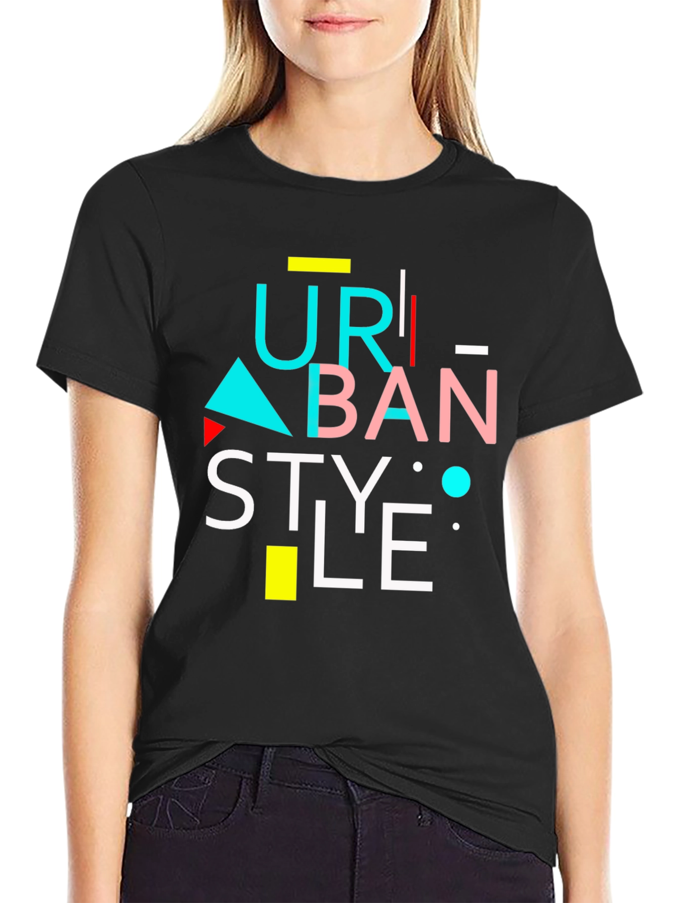 Urban Style Graphic Tee - Modern Design Black T-Shirt