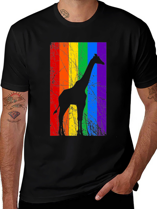 Rainbow Giraffe Graphic Tee