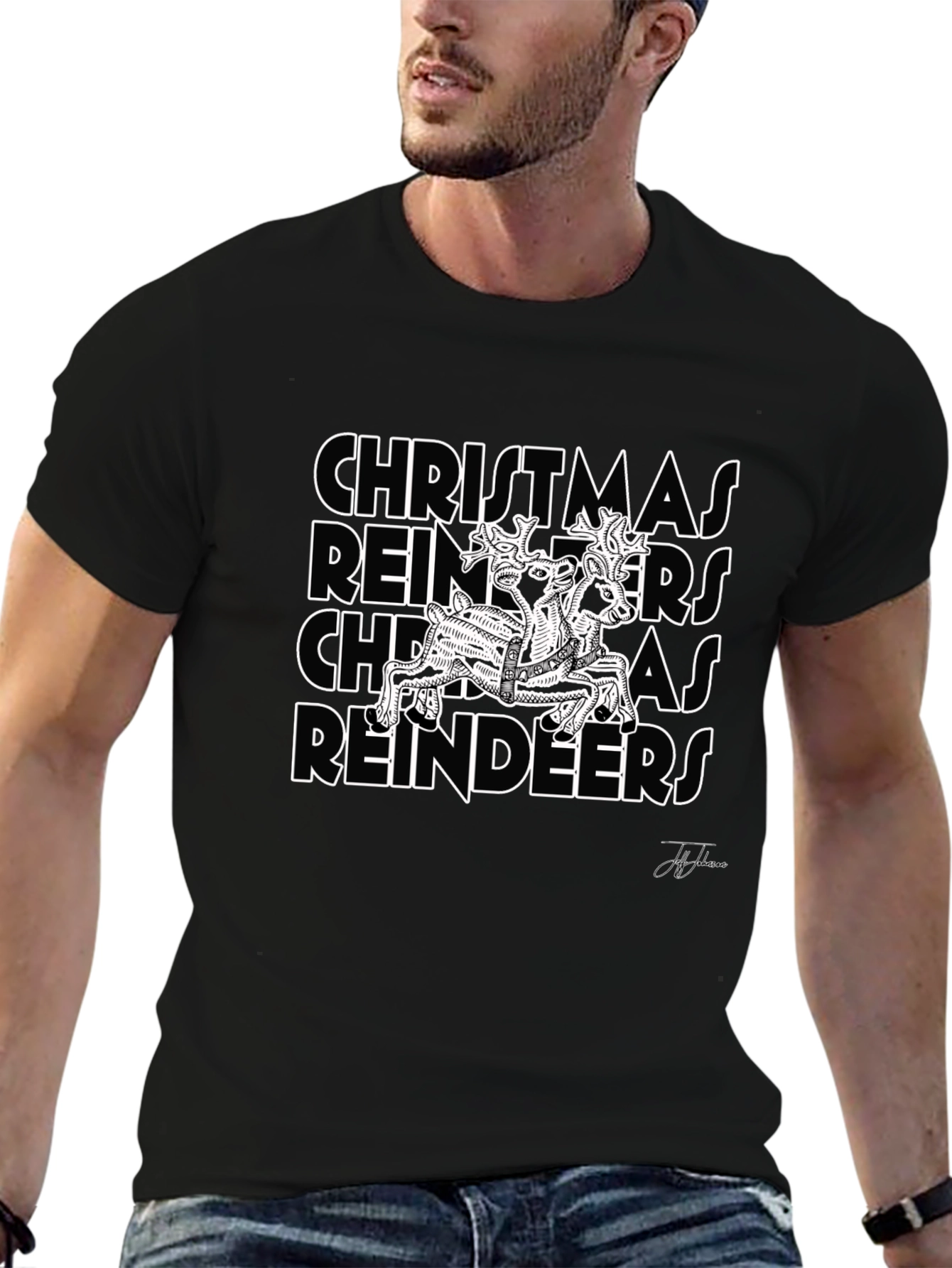 Christmas Reindeers Graphic T-Shirt - Holiday Festive Wear