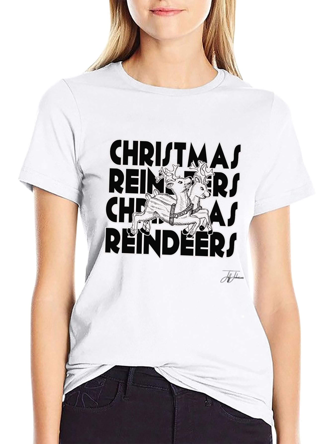 Christmas Reindeers Graphic T-Shirt - Holiday Festive Wear