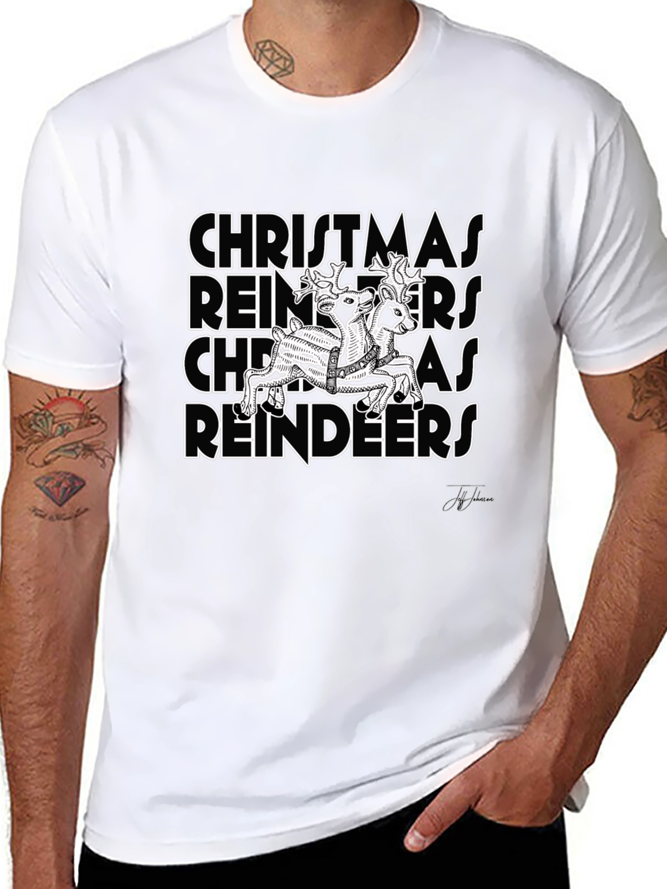 Christmas Reindeers Graphic T-Shirt - Holiday Festive Wear