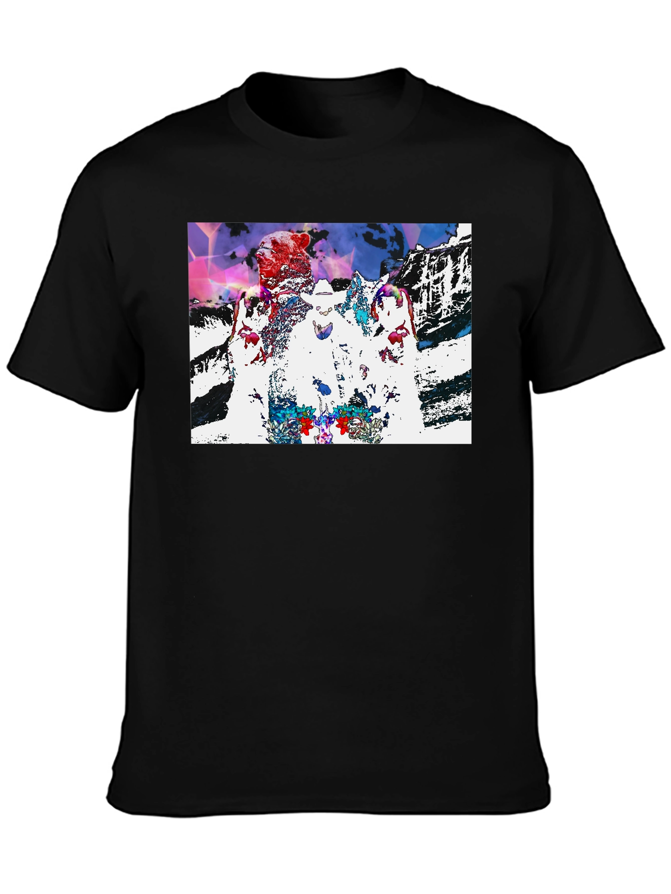 Psychedelic Bear and Wolves Graphic T-Shirt