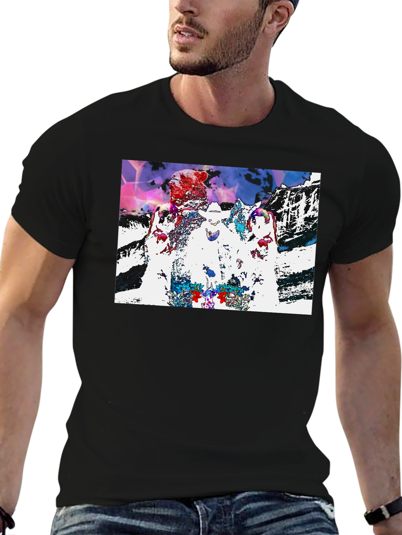 Psychedelic Bear and Wolves Graphic T-Shirt