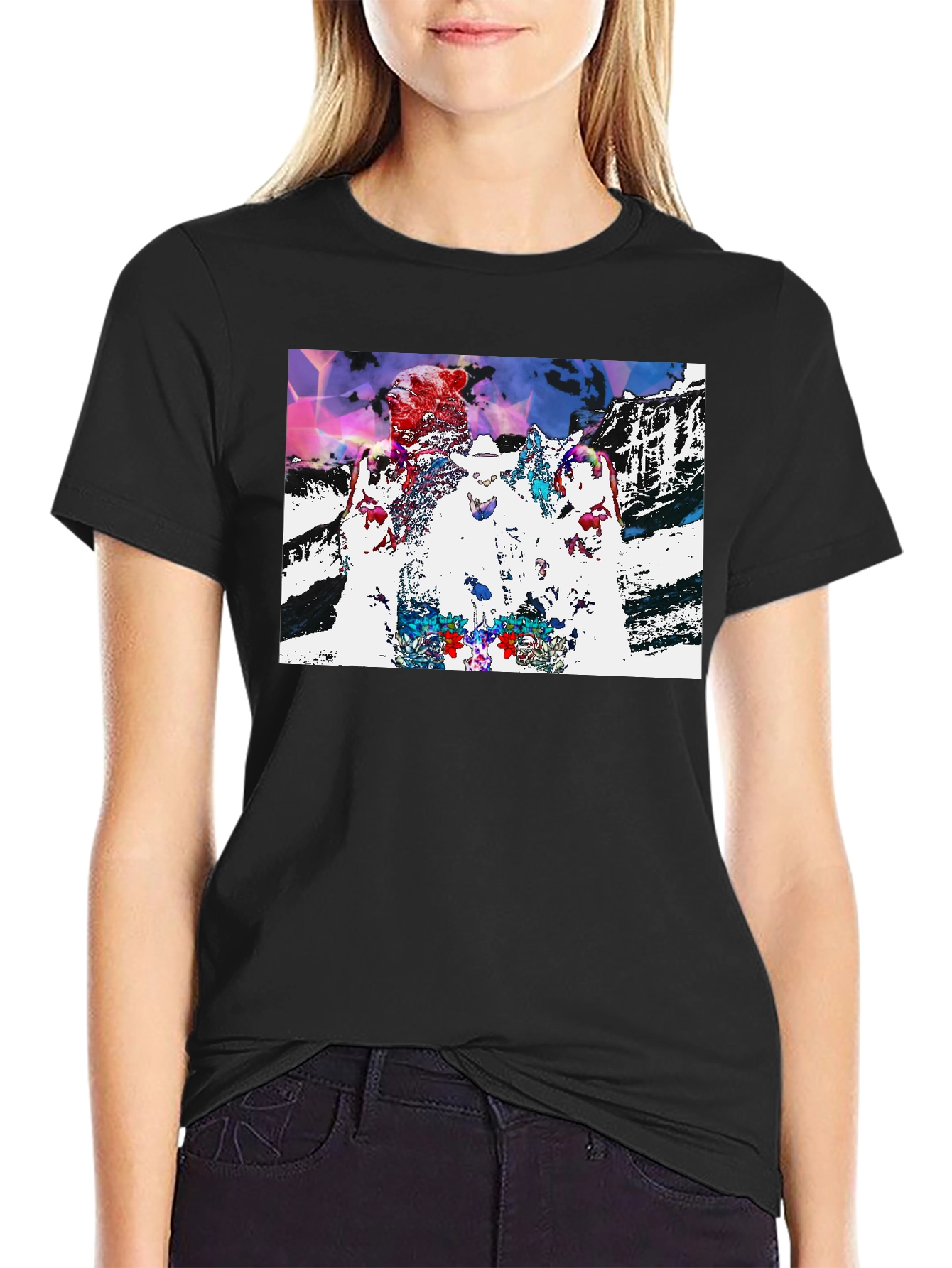 Psychedelic Bear and Wolves Graphic T-Shirt