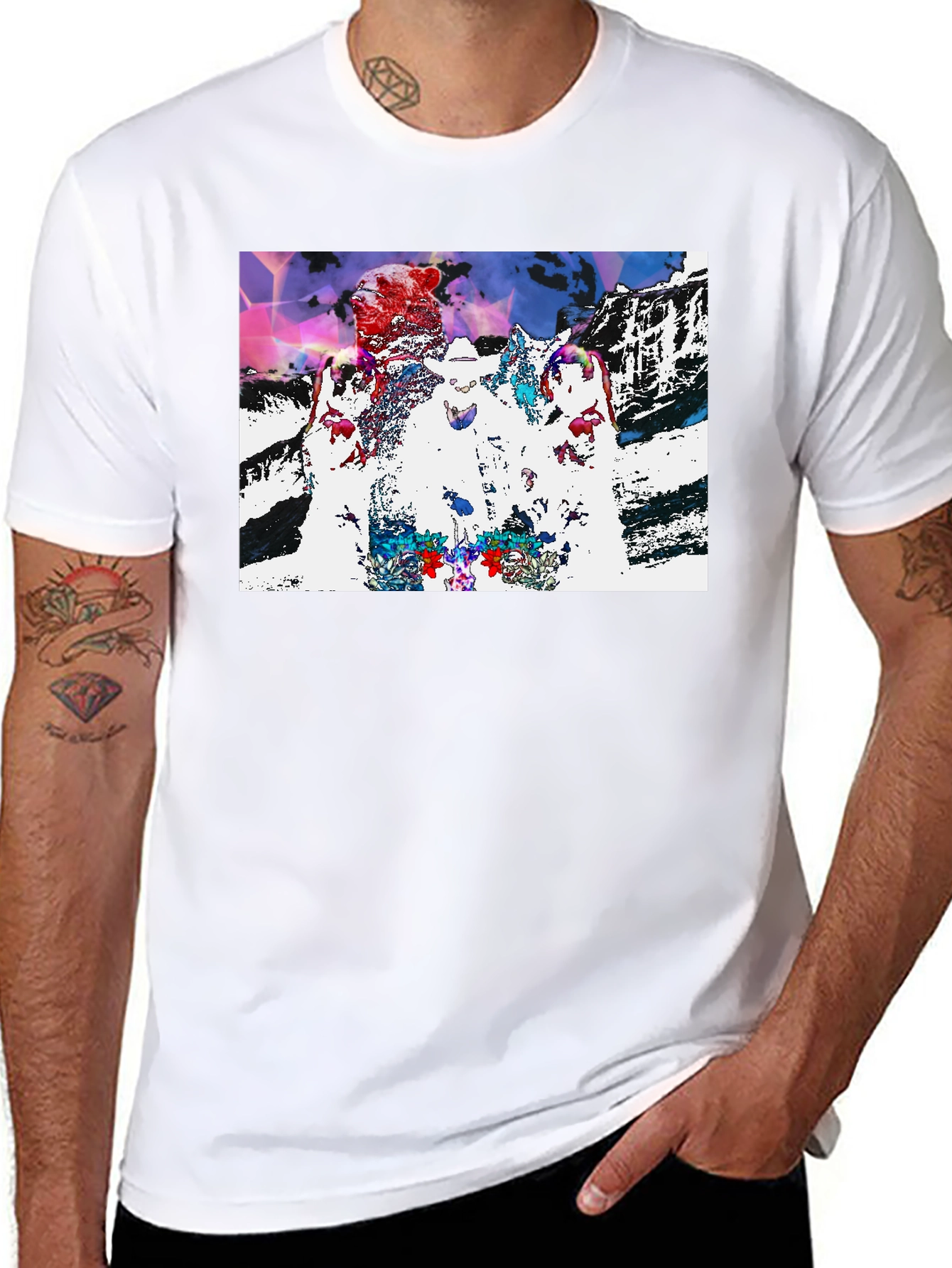 Psychedelic Bear and Wolves Graphic T-Shirt