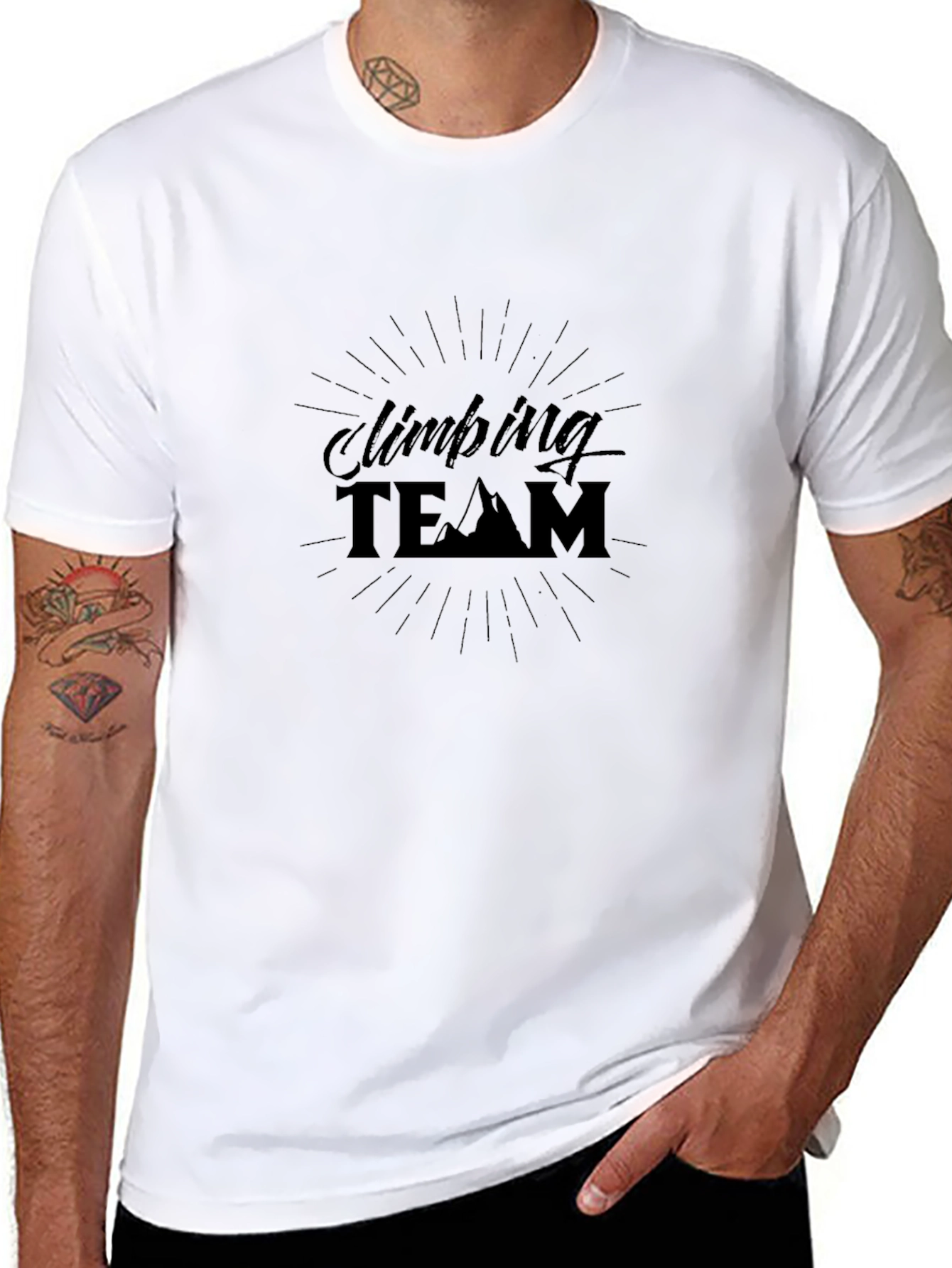 Climbing Team Graphic T-Shirt - Black Crew Neck Tee