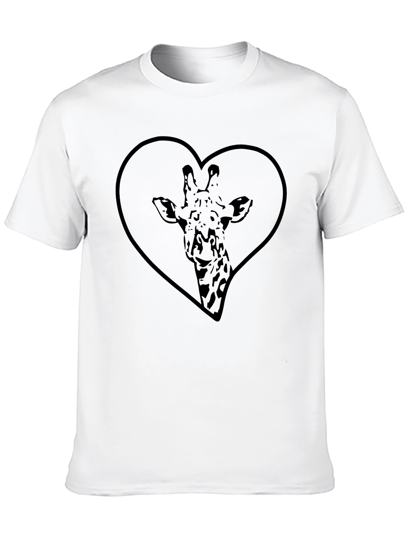 Giraffe Heart Graphic Tee - Black Cotton T-Shirt