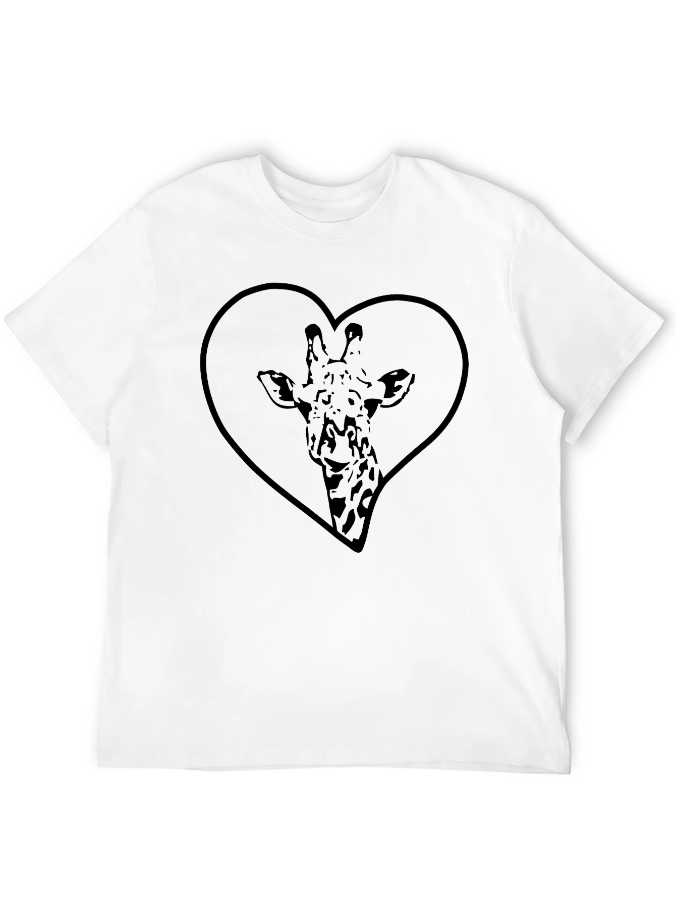 Giraffe Heart Graphic Tee - Black Cotton T-Shirt