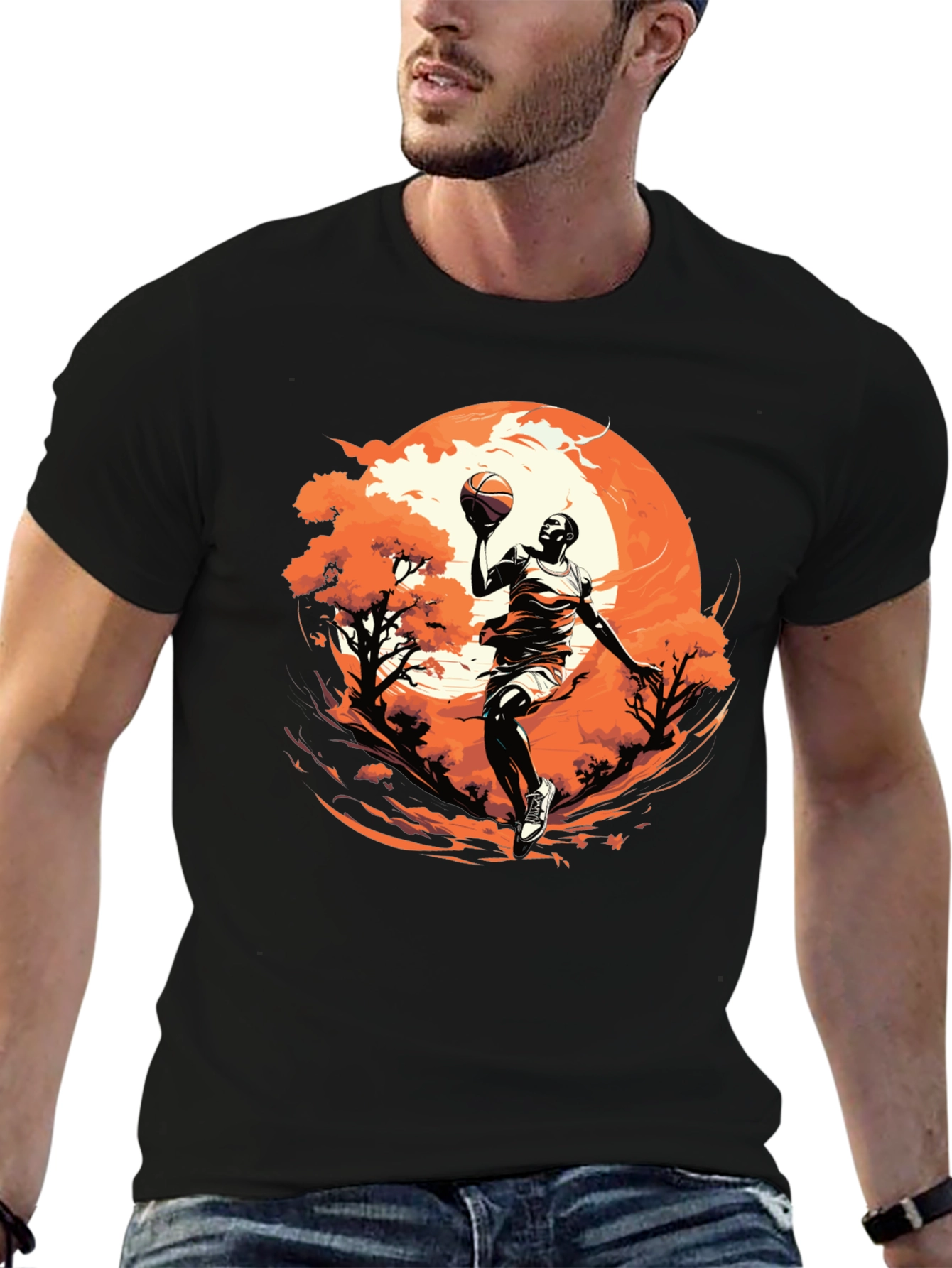 Basketball Player Graphic Black T-Shirt