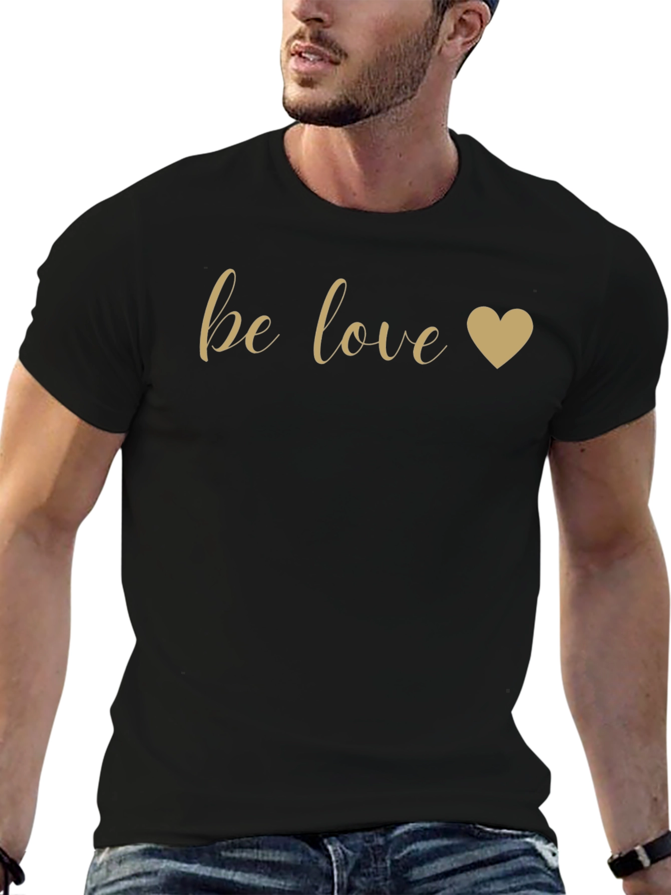 Be Love Gold Graphic Black T-Shirt