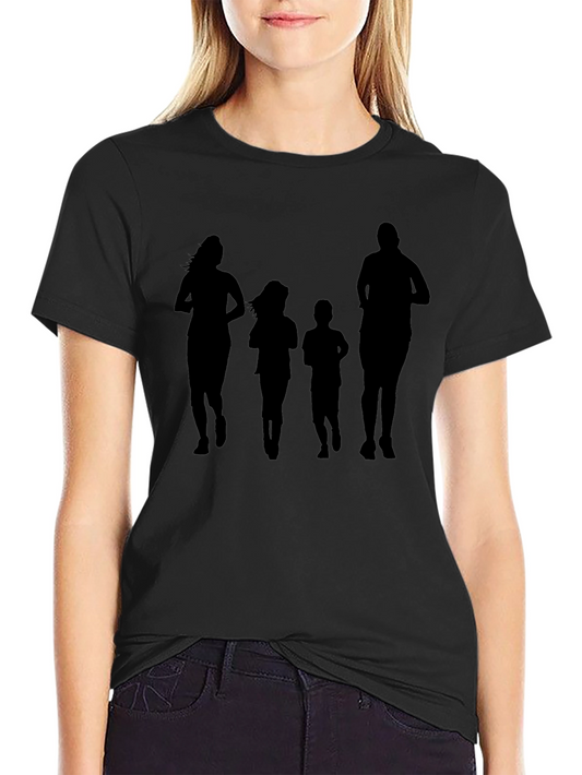 Family Running Silhouette Black T-Shirt