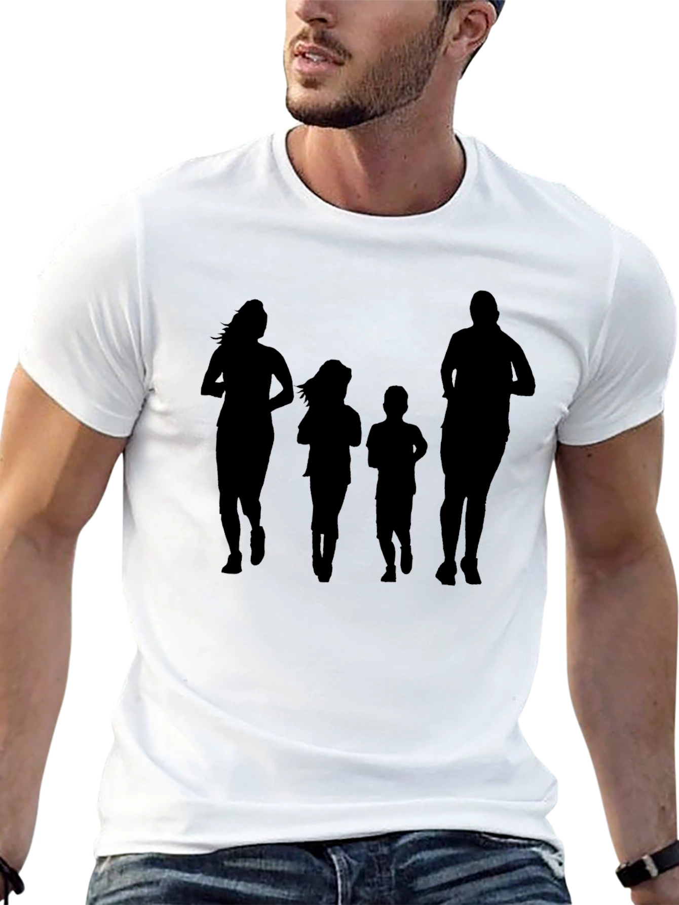 Family Running Silhouette Black T-Shirt