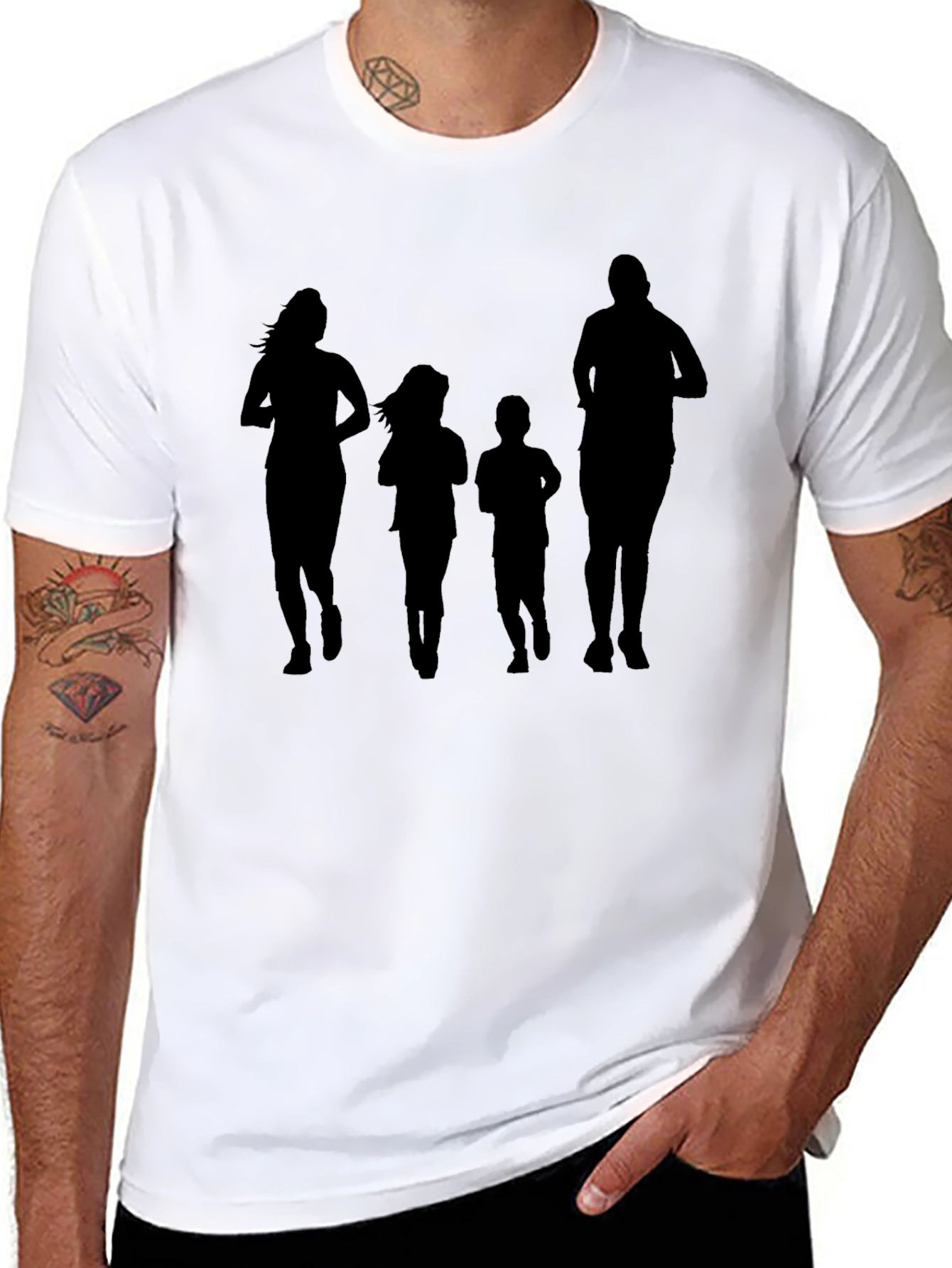 Family Running Silhouette Black T-Shirt