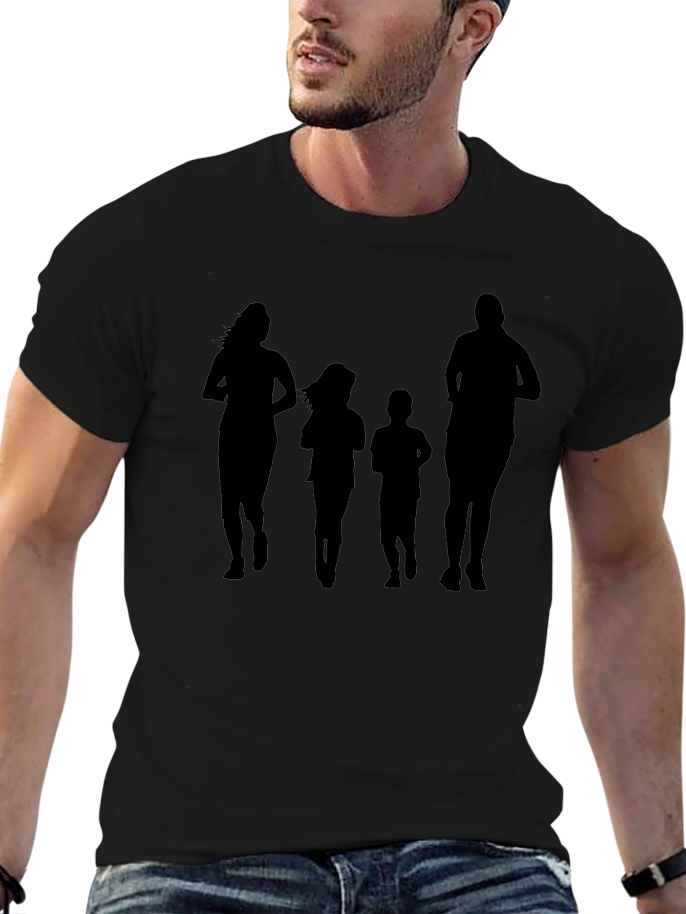Family Running Silhouette Black T-Shirt