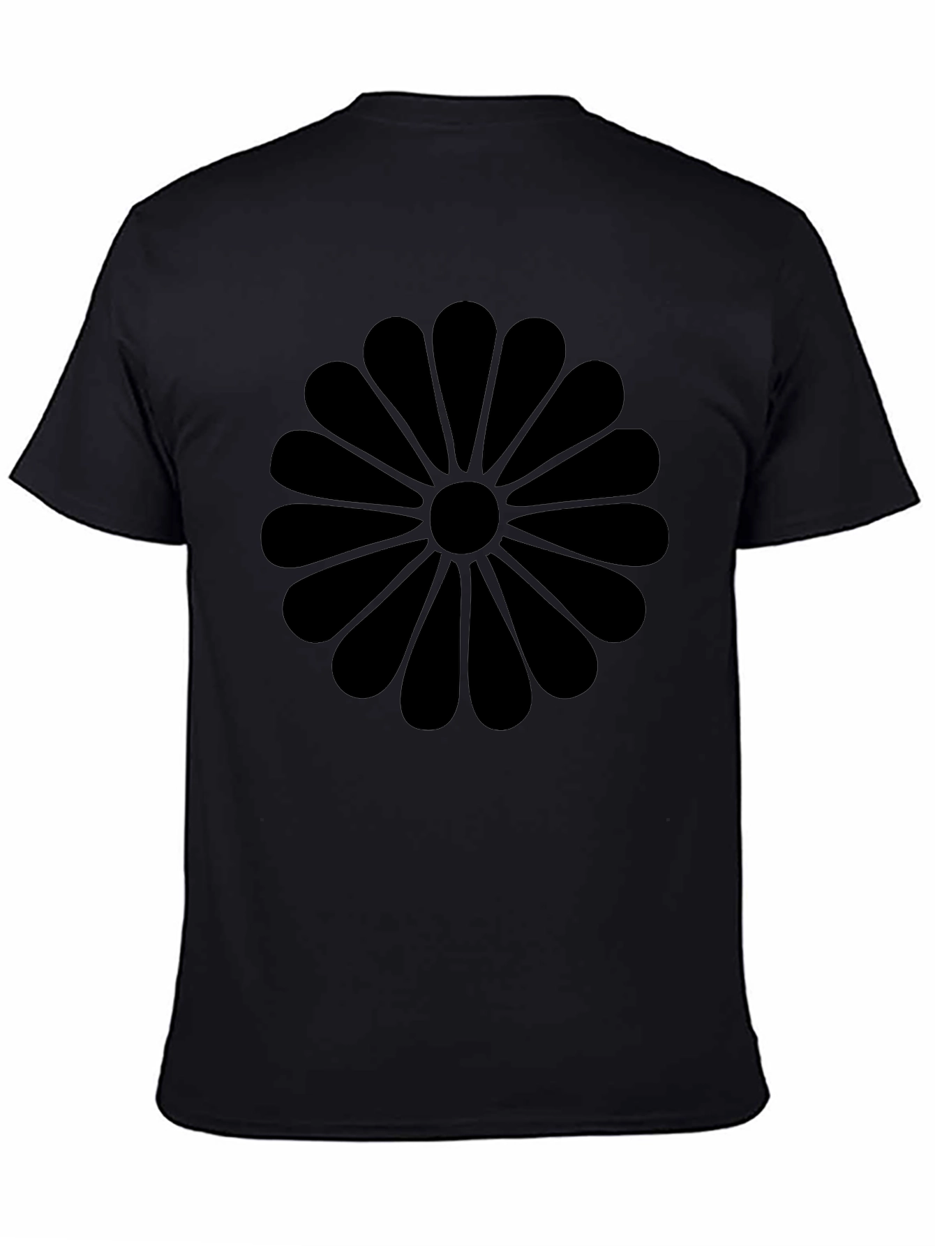 Black Chrysanthemum Graphic Tee - Casual Comfort