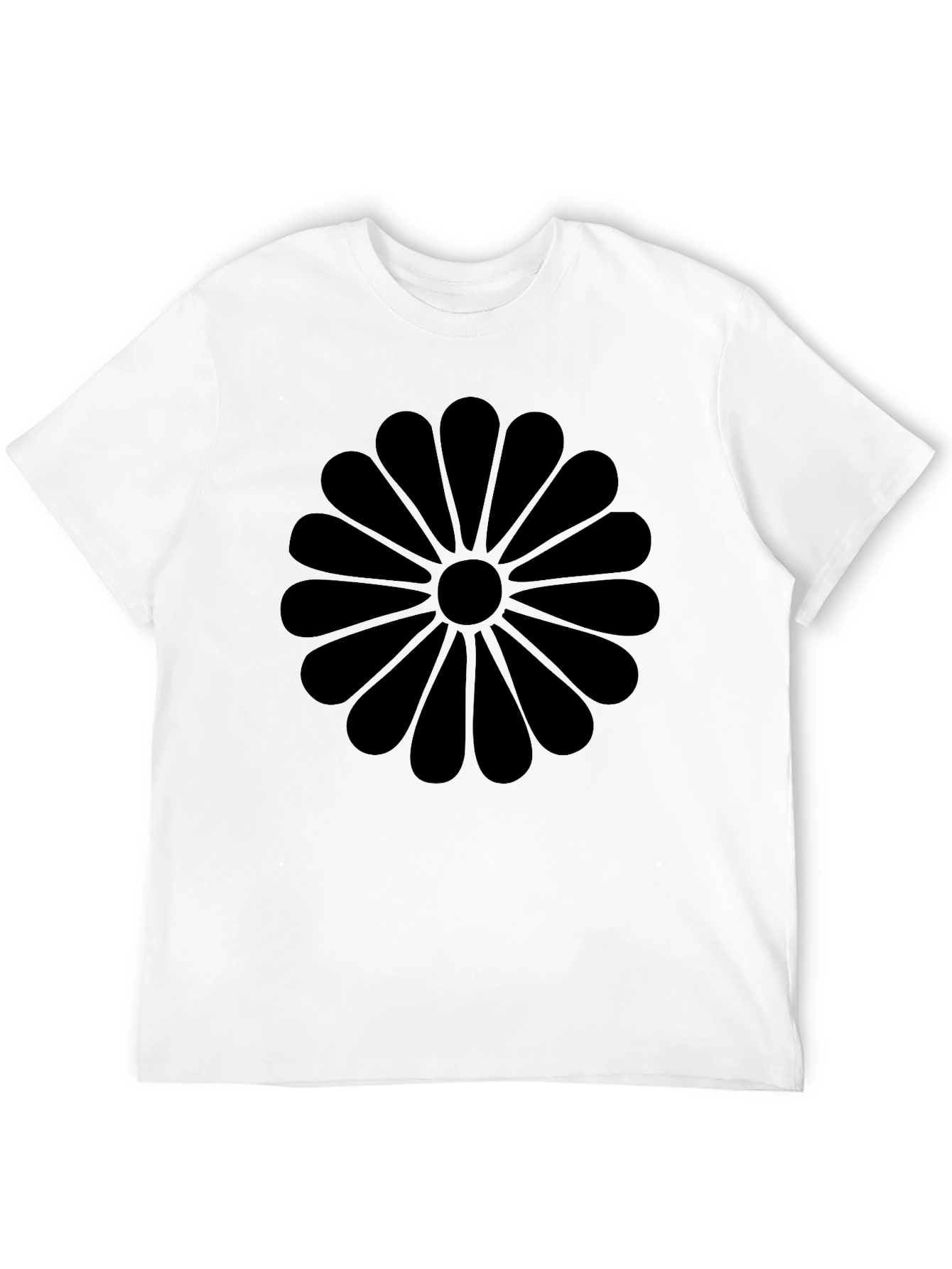 Black Chrysanthemum Graphic Tee - Casual Comfort