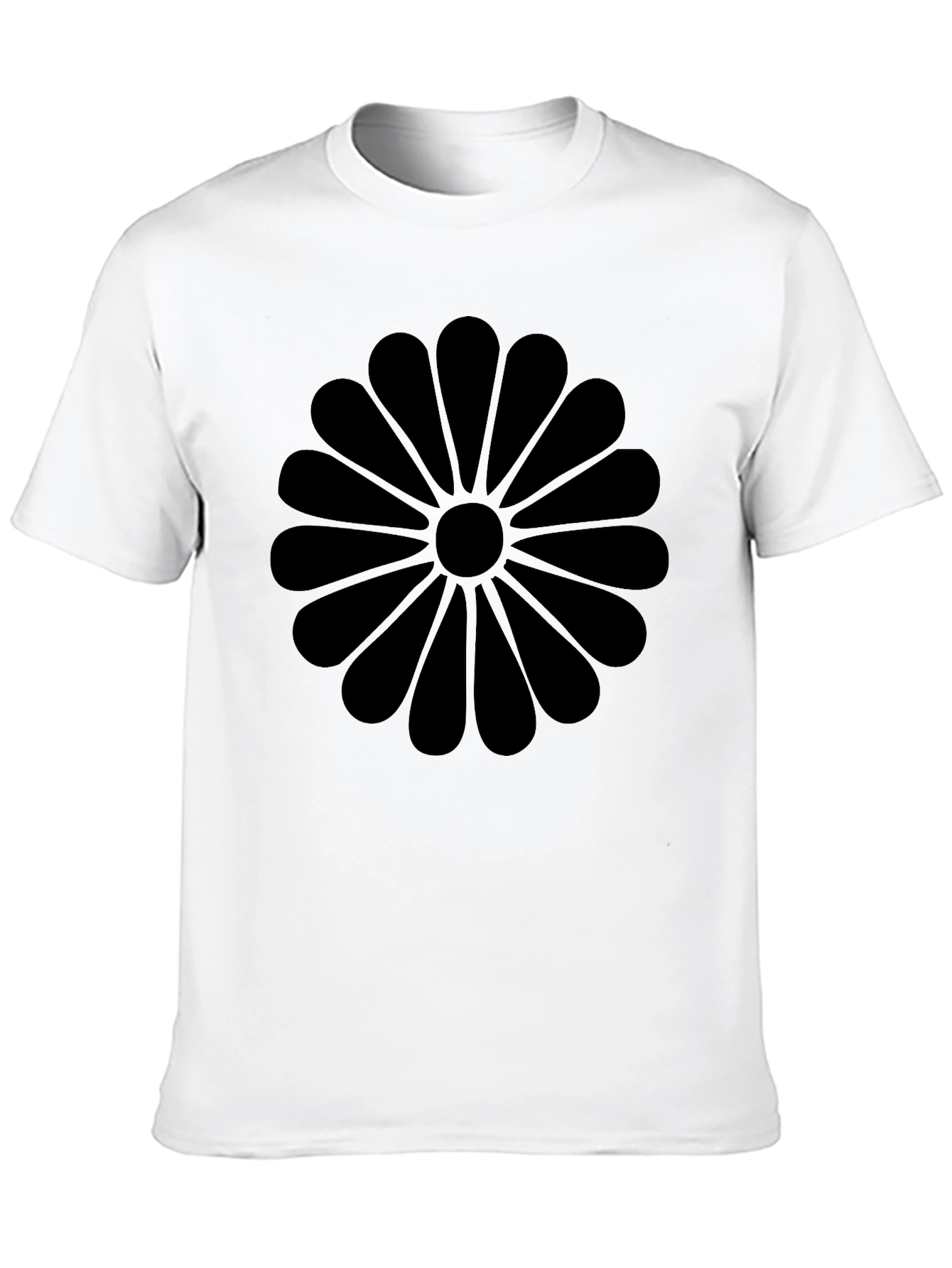 Black Chrysanthemum Graphic Tee - Casual Comfort