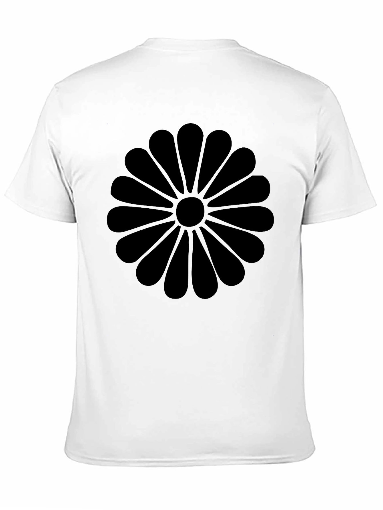 Black Chrysanthemum Graphic Tee - Casual Comfort