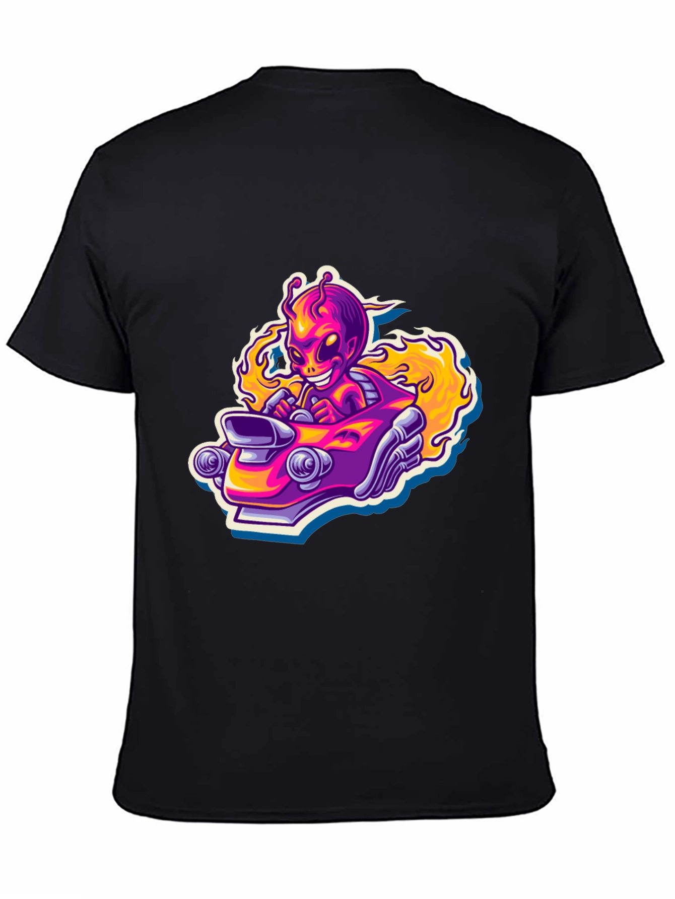 Alien Racer Graphic Tee - Black Cotton T-Shirt