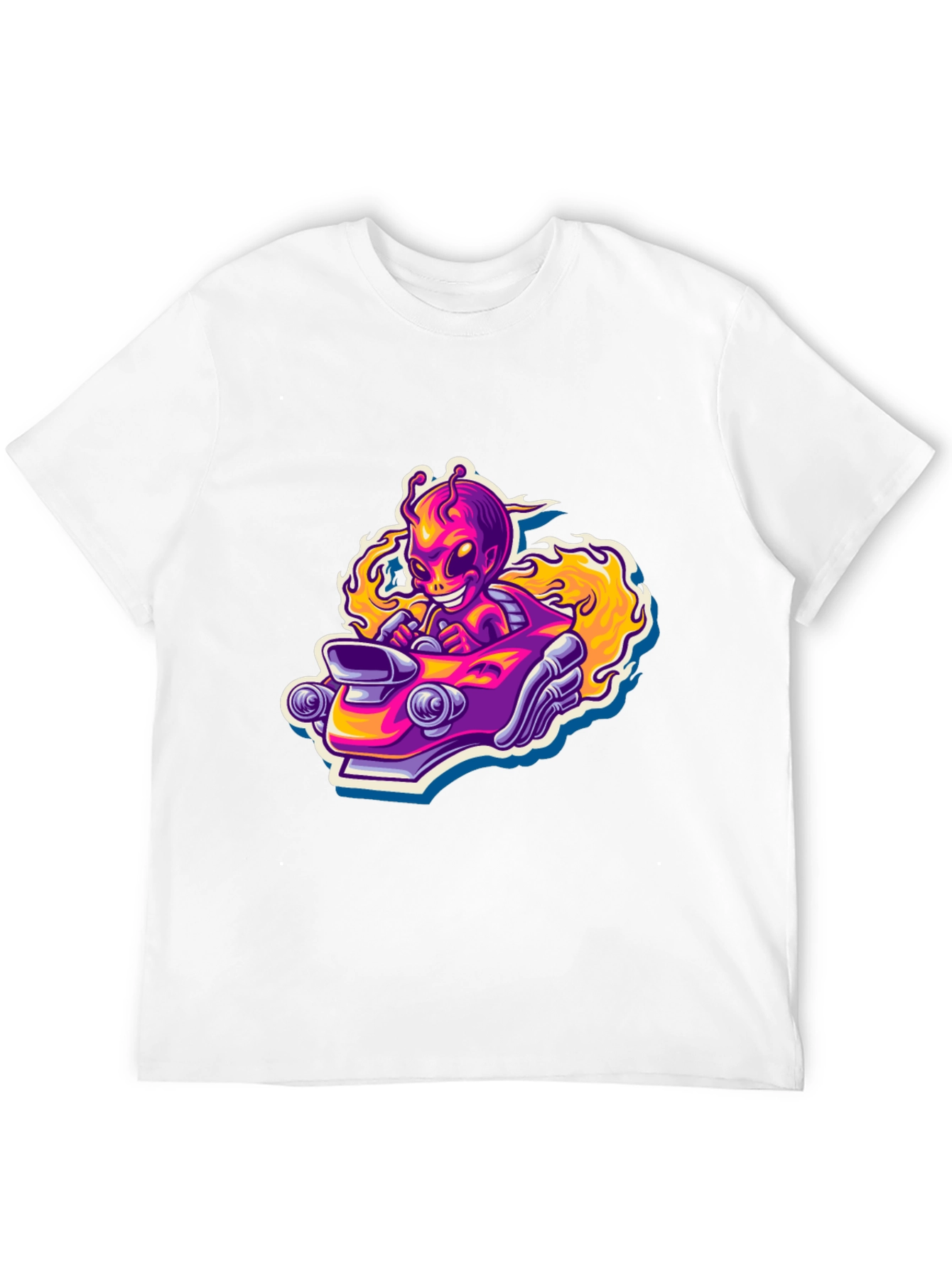 Alien Racer Graphic Tee - Black Cotton T-Shirt