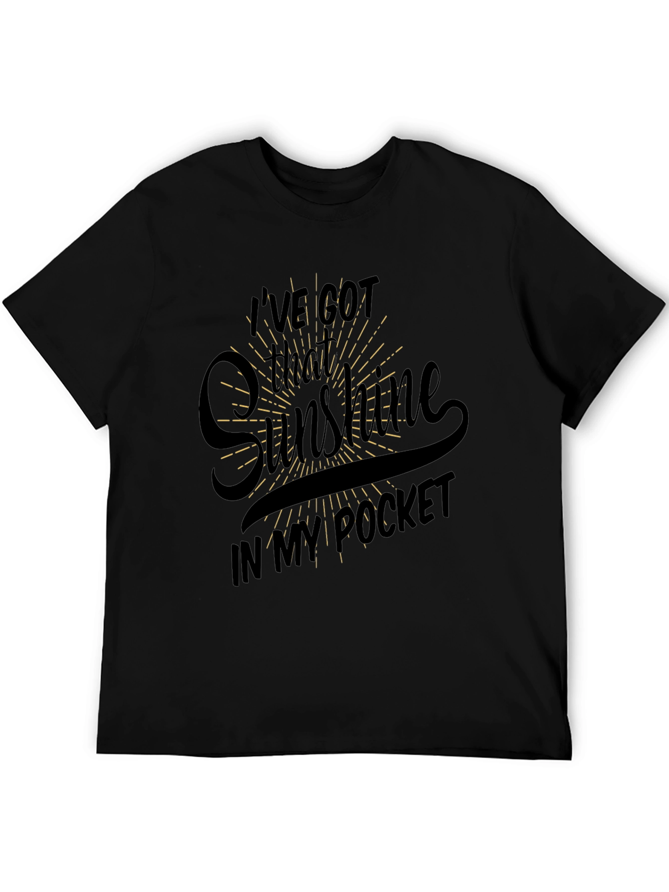 Sunshine Pocket Graphic Tee - Trendy Black T-Shirt