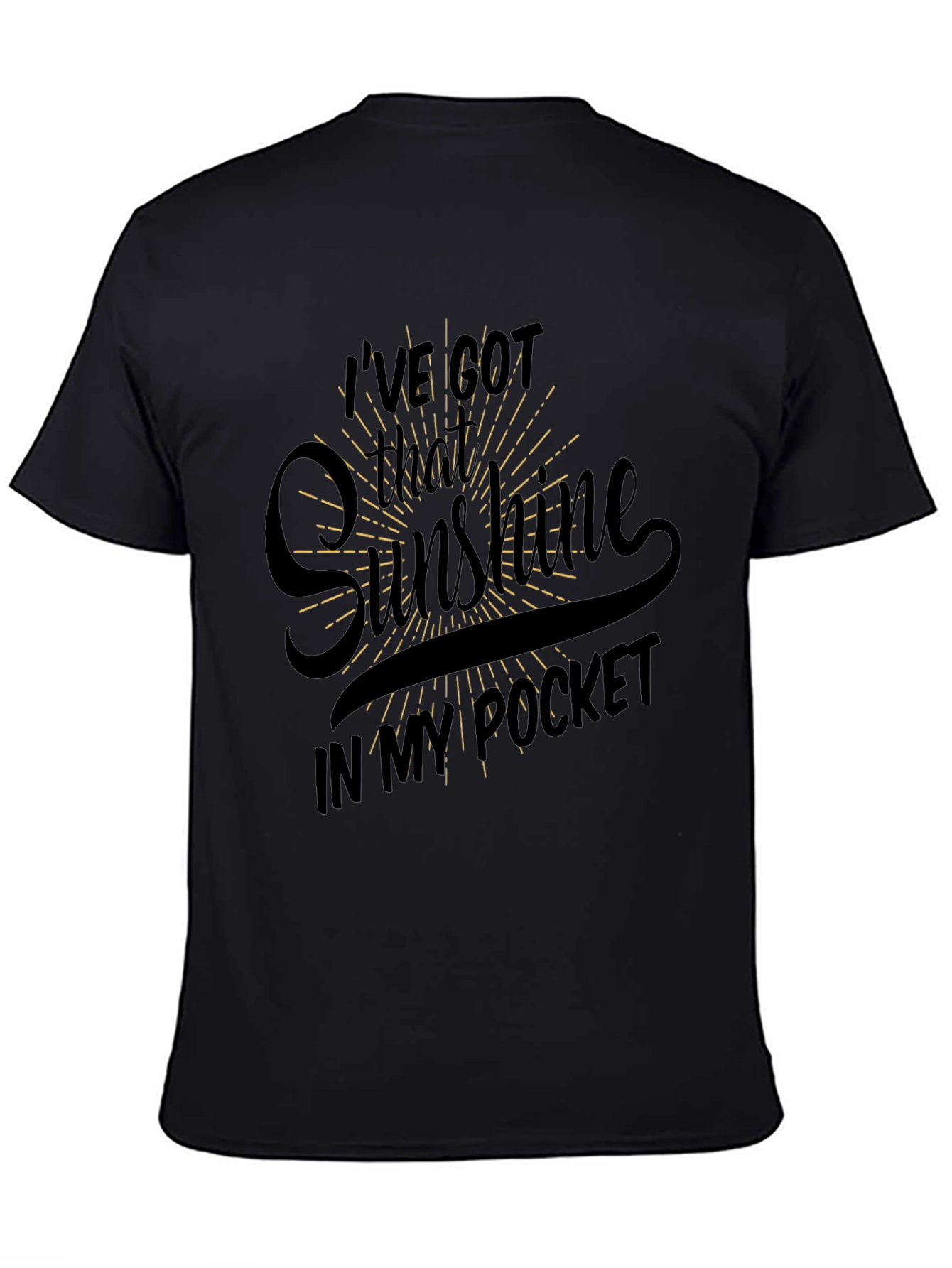 Sunshine Pocket Graphic Tee - Trendy Black T-Shirt