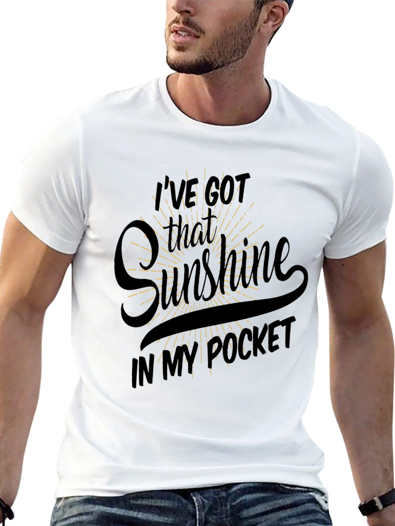Sunshine Pocket Graphic Tee - Trendy Black T-Shirt