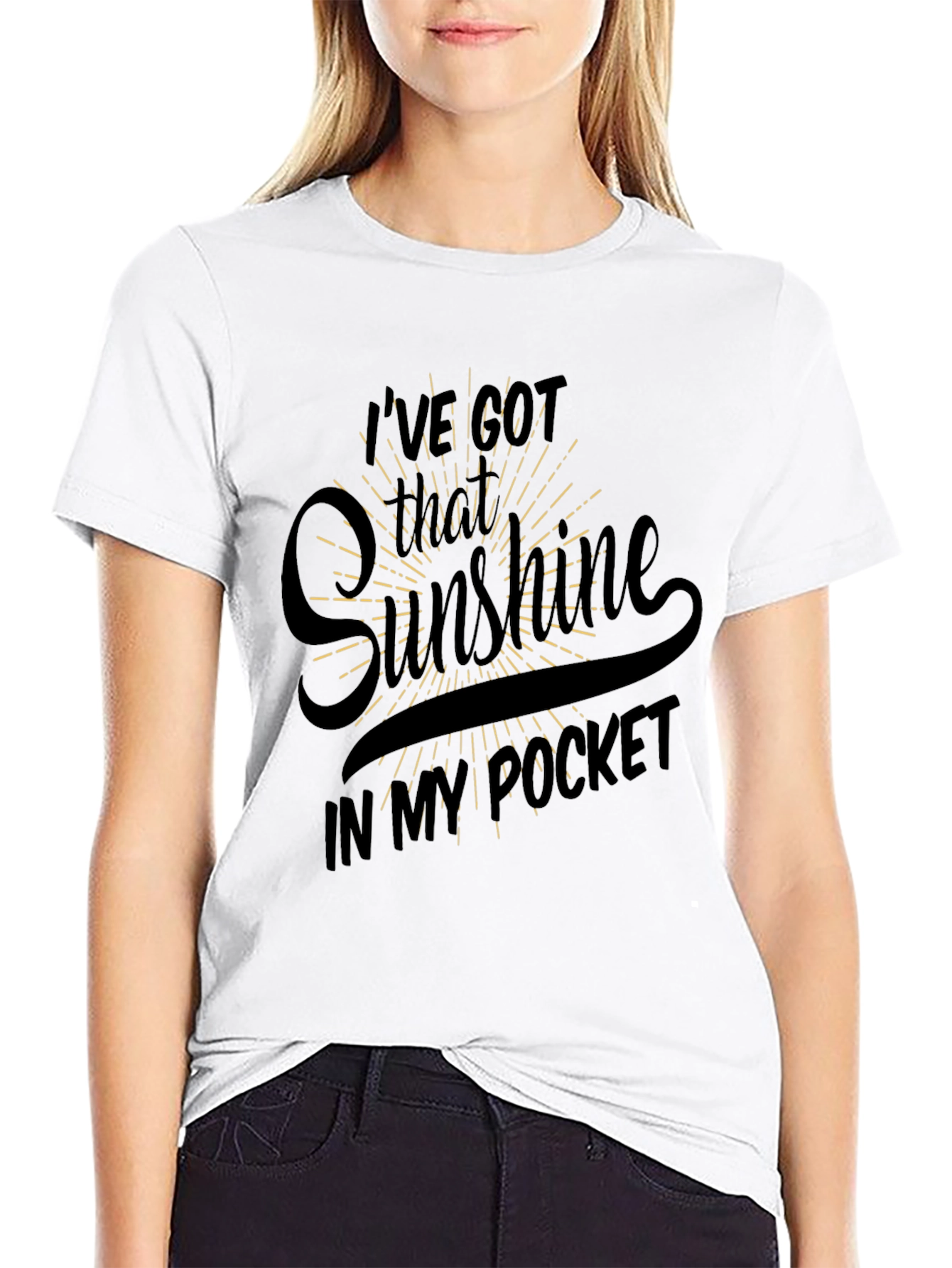 Sunshine Pocket Graphic Tee - Trendy Black T-Shirt