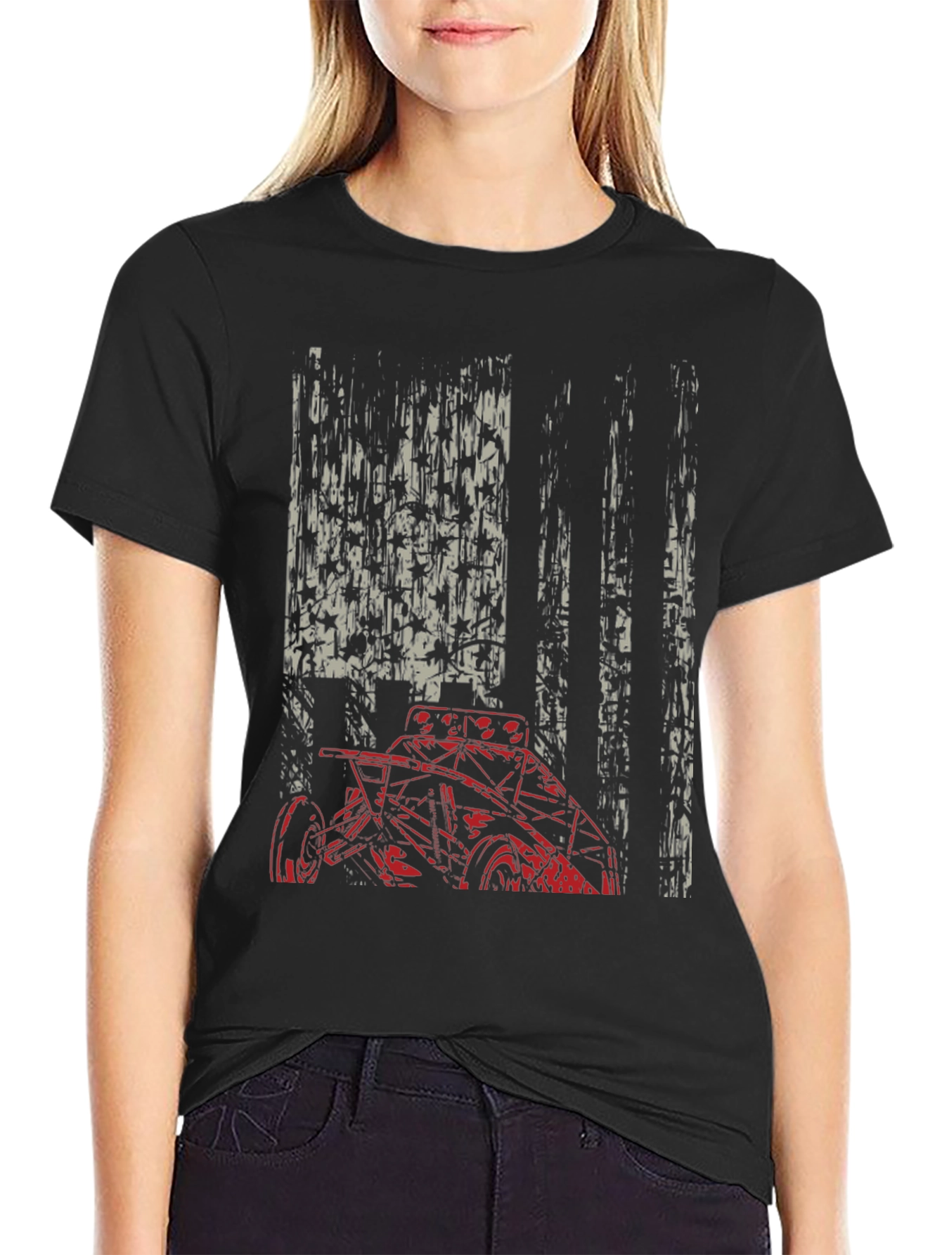 American Flag Race Car Graphic Tee