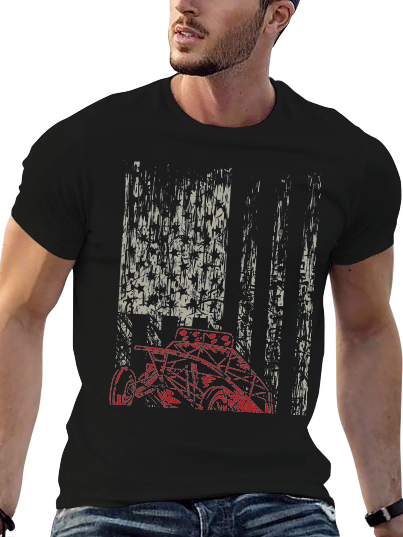 American Flag Race Car Graphic Tee