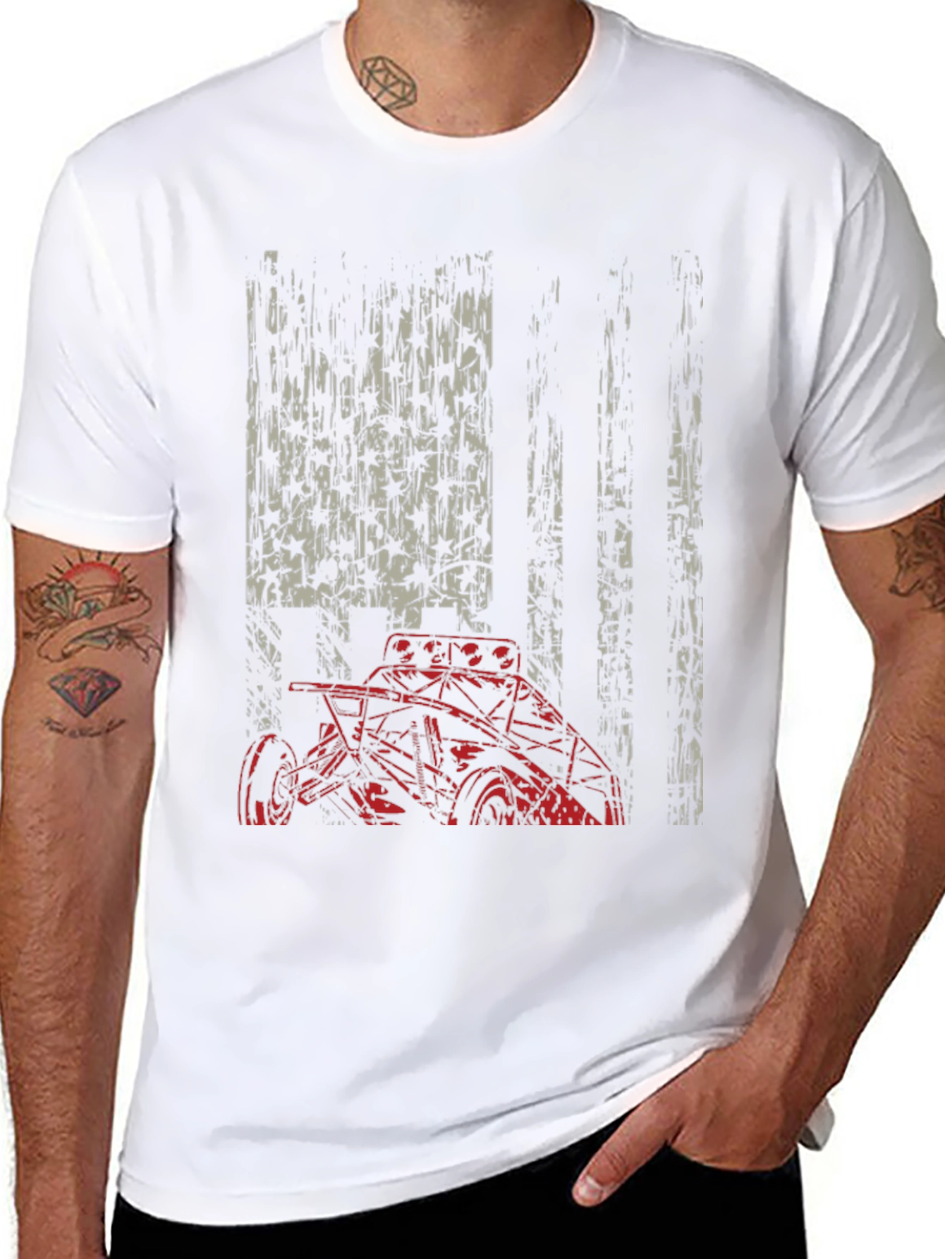 American Flag Race Car Graphic Tee
