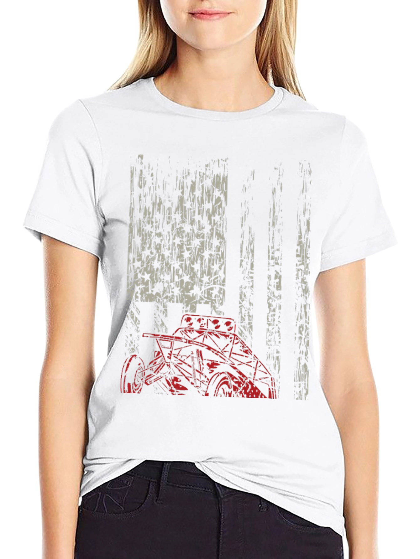 American Flag Race Car Graphic Tee