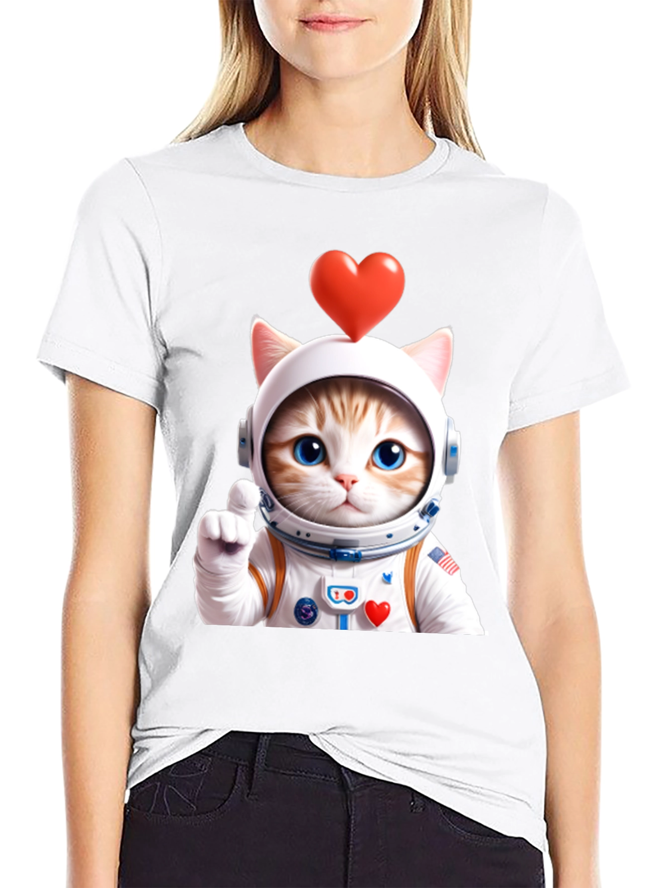 Cat Astronaut in Space T-Shirt
