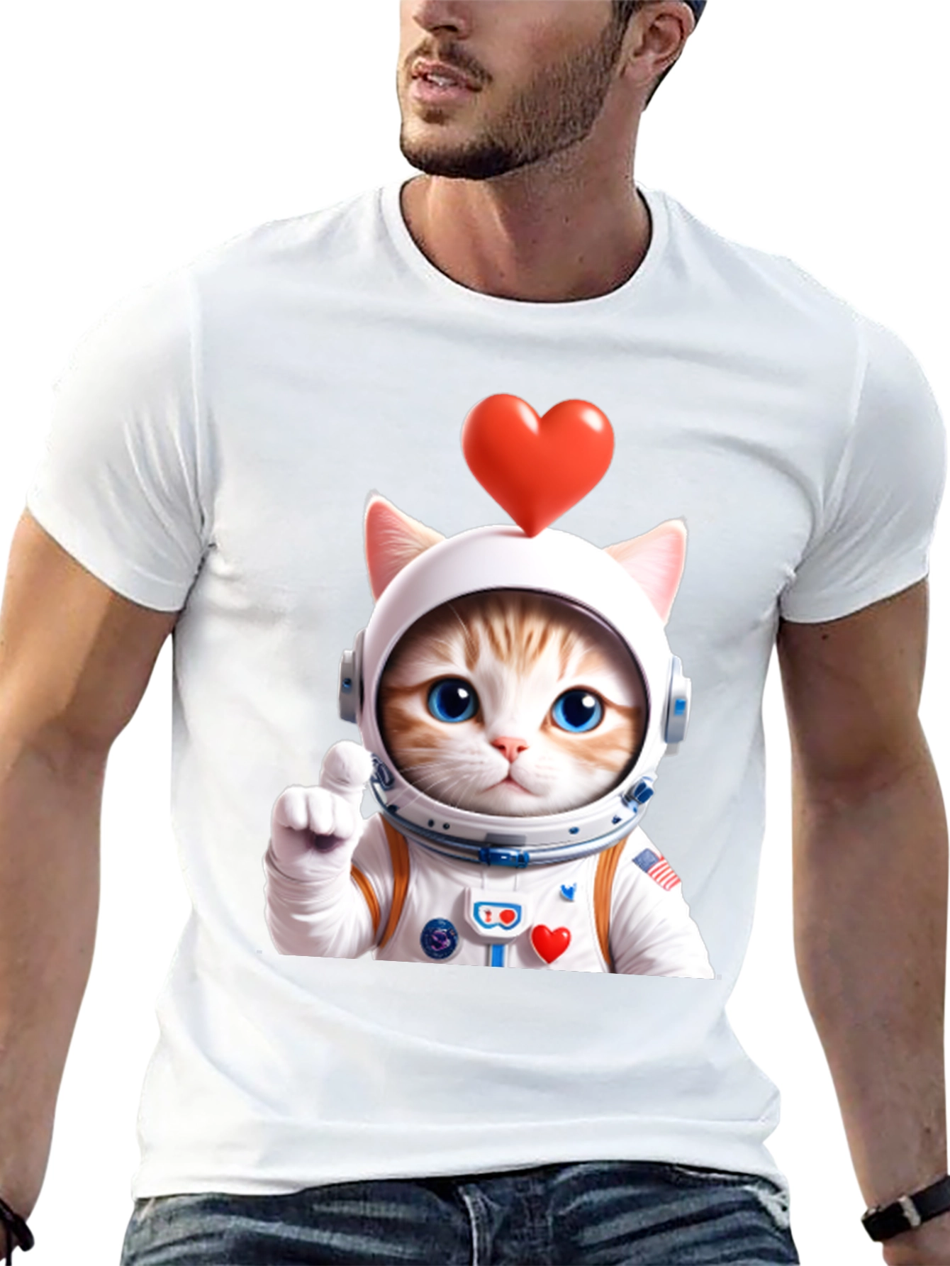 Cat Astronaut in Space T-Shirt