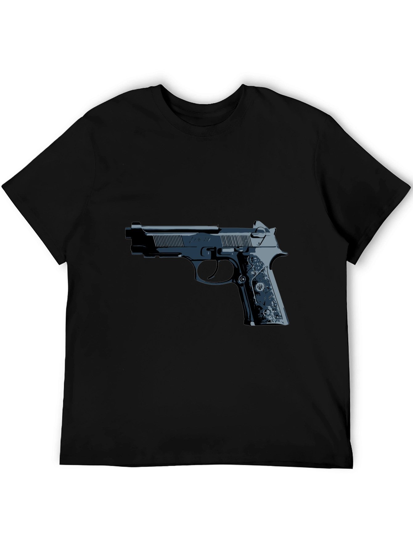 Gun Graphic Tee - Black Casual Style