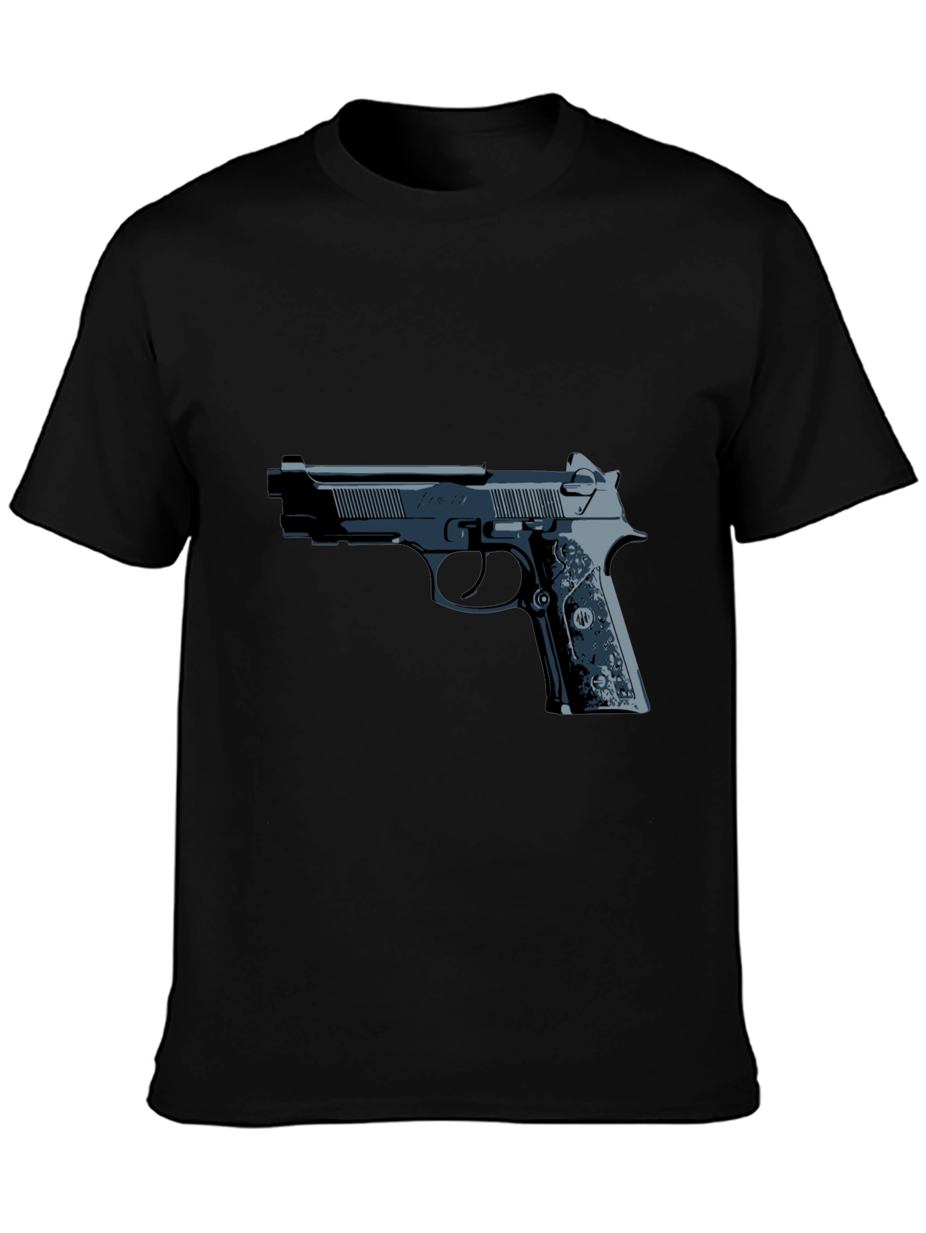 Gun Graphic Tee - Black Casual Style