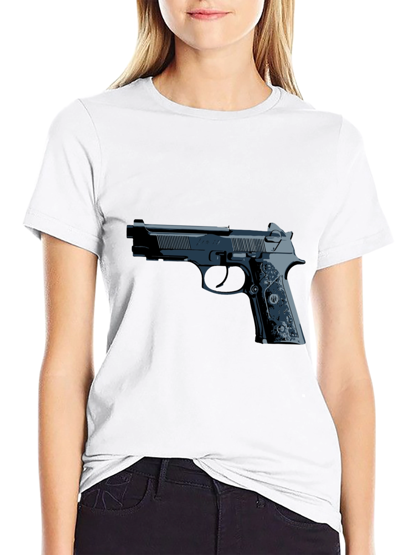 Gun Graphic Tee - Black Casual Style