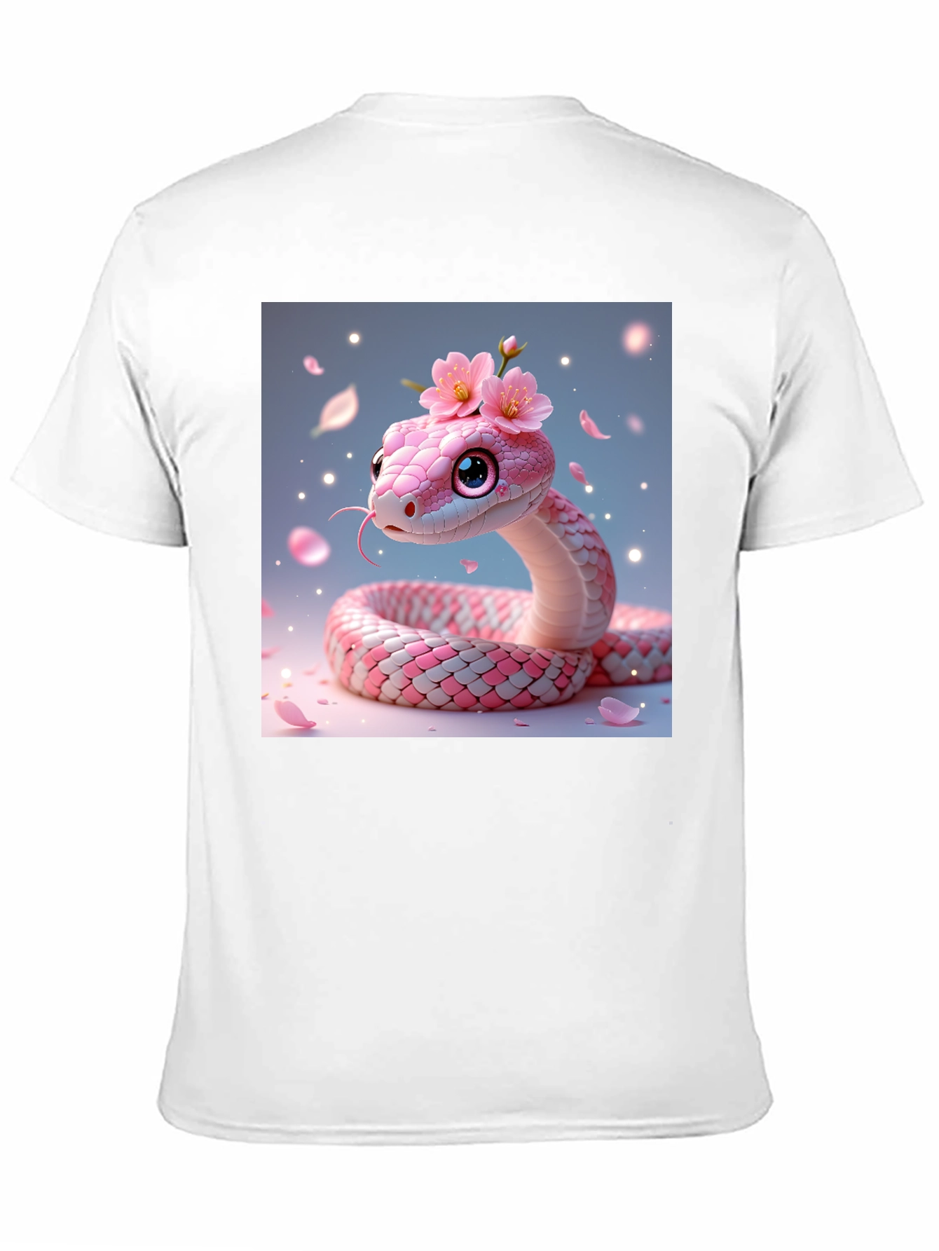 Cute Kawaii Pink Snake in Floral Shirt