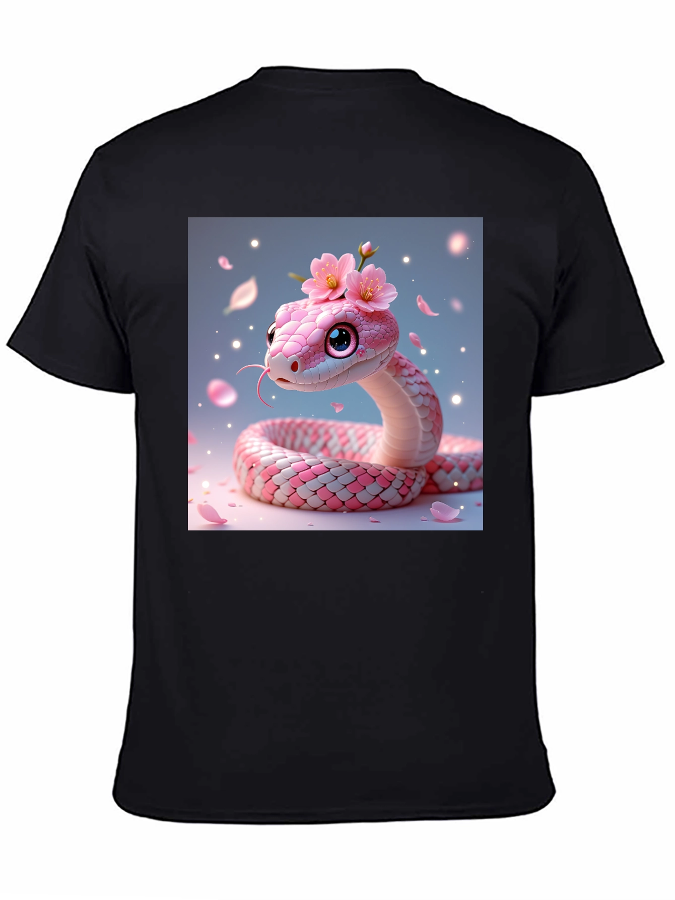 Cute Kawaii Pink Snake in Floral Shirt
