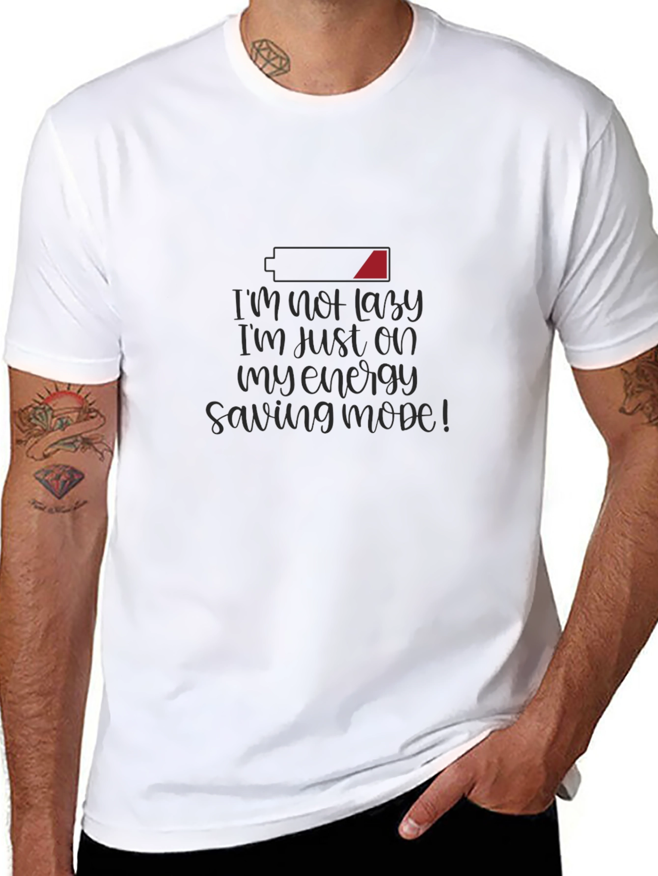 Funny Energy Saving Mode Graphic T-Shirt