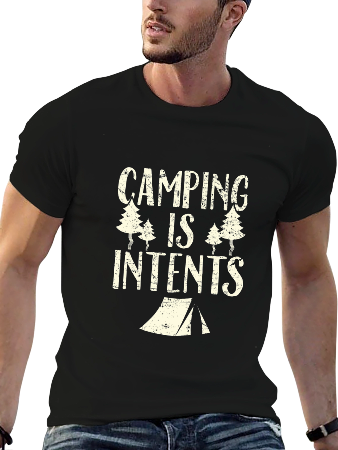 Camping Is Intents T-Shirt - Black
