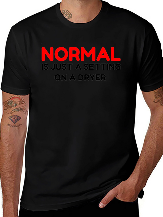 Normal Dryer Setting Mens Black T-Shirt