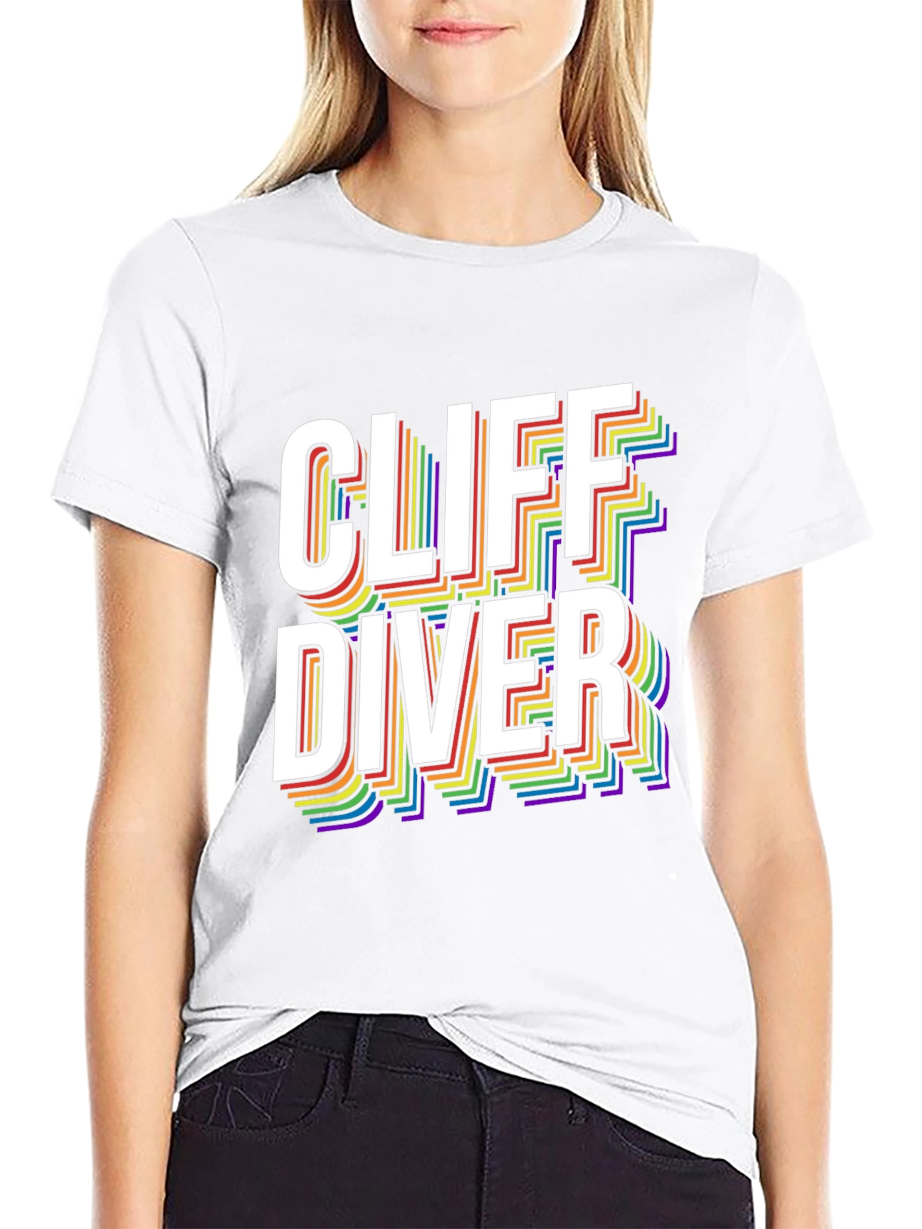 Cliff Diver Rainbow Graphic Tee - Stylish & Unique